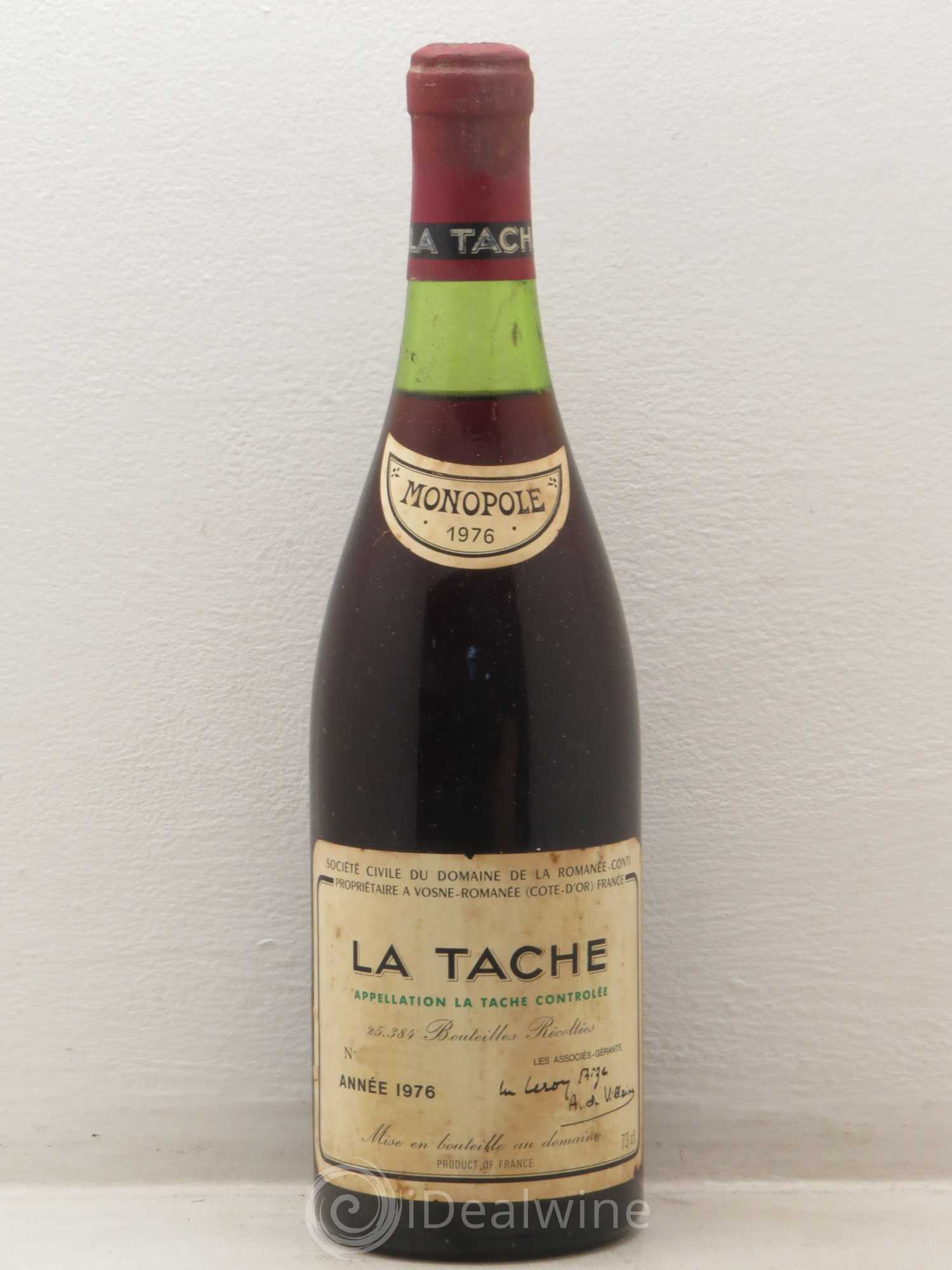 La Tâche Grand Cru Domaine de la Romanée-Conti 1976 - Lot de 1 bouteille - 0