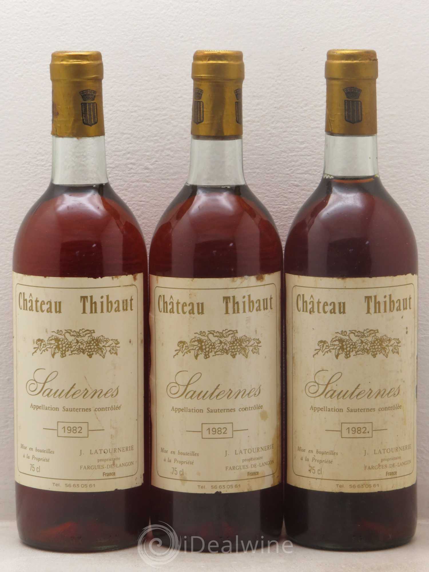 Sauternes Château Thibaud 1982 - Lotto di 3 bottiglie - 0