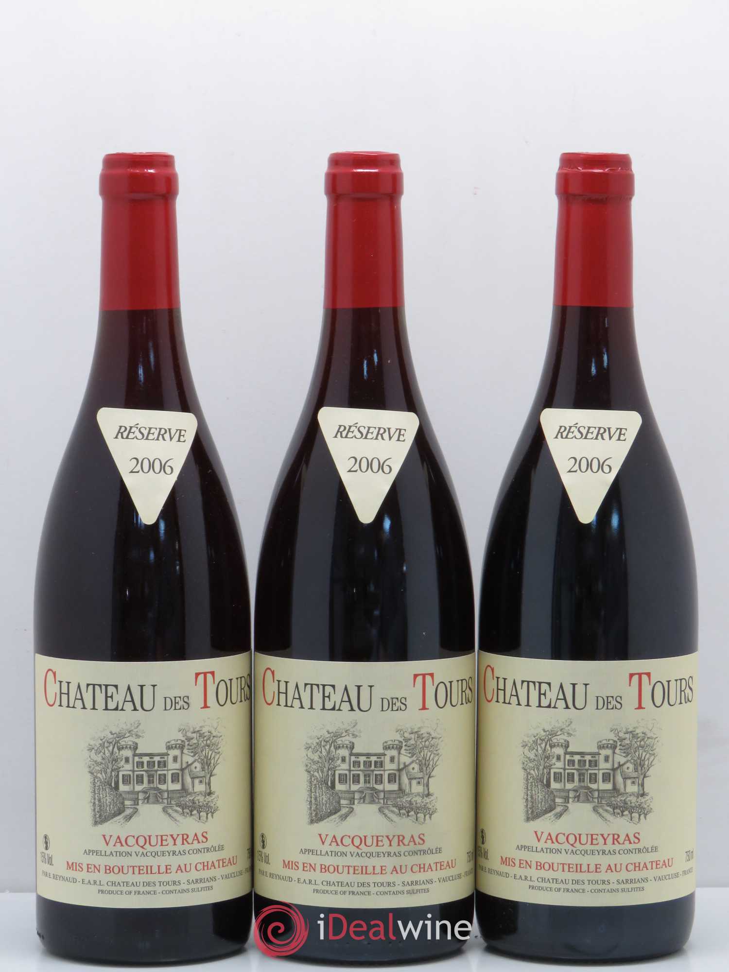 Vacqueyras Château des Tours Emmanuel Reynaud 2006 - Lot de 3 bouteilles - 0