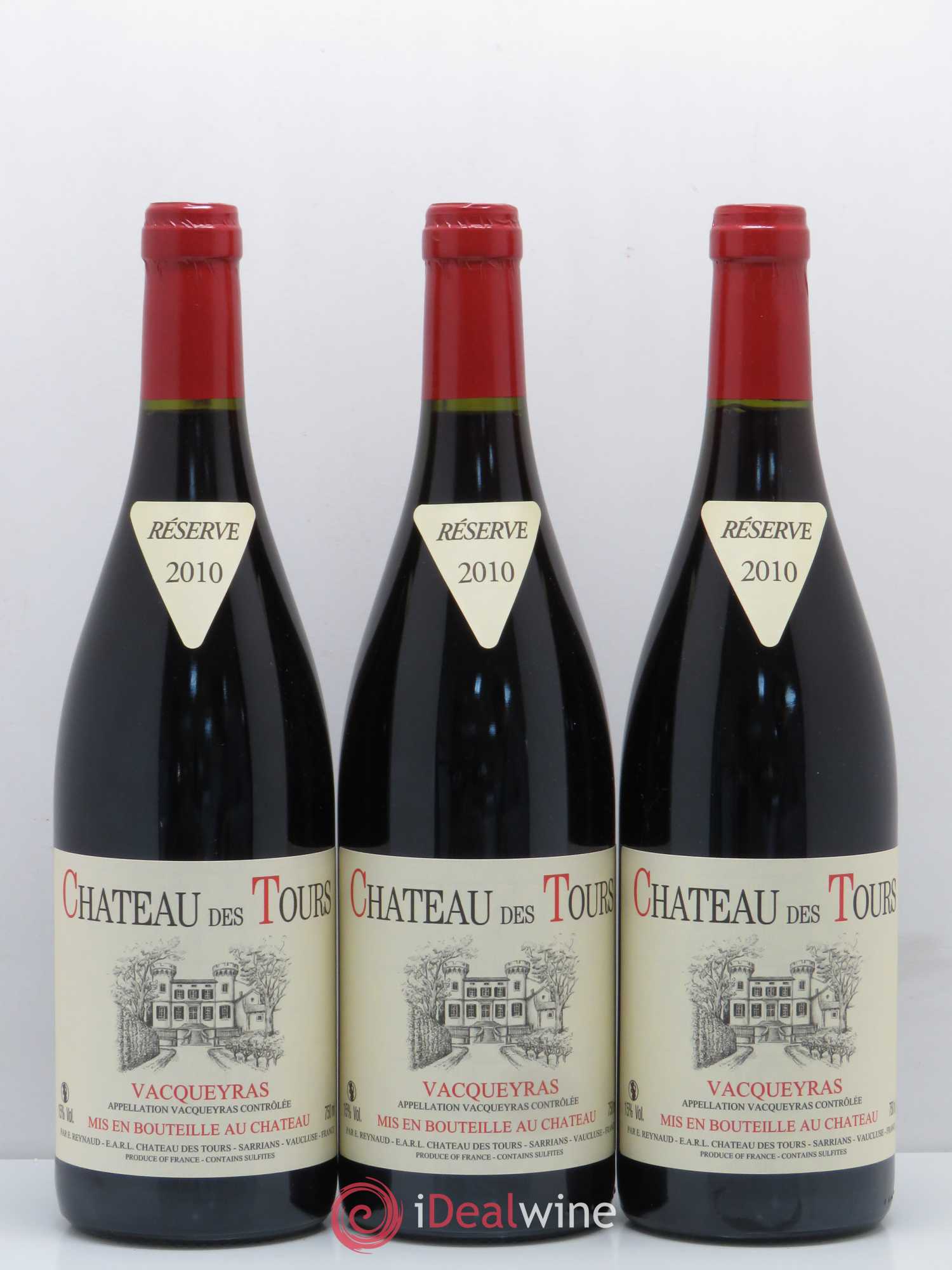 Vacqueyras Château des Tours Emmanuel Reynaud 2010 - Lot de 3 bouteilles - 0