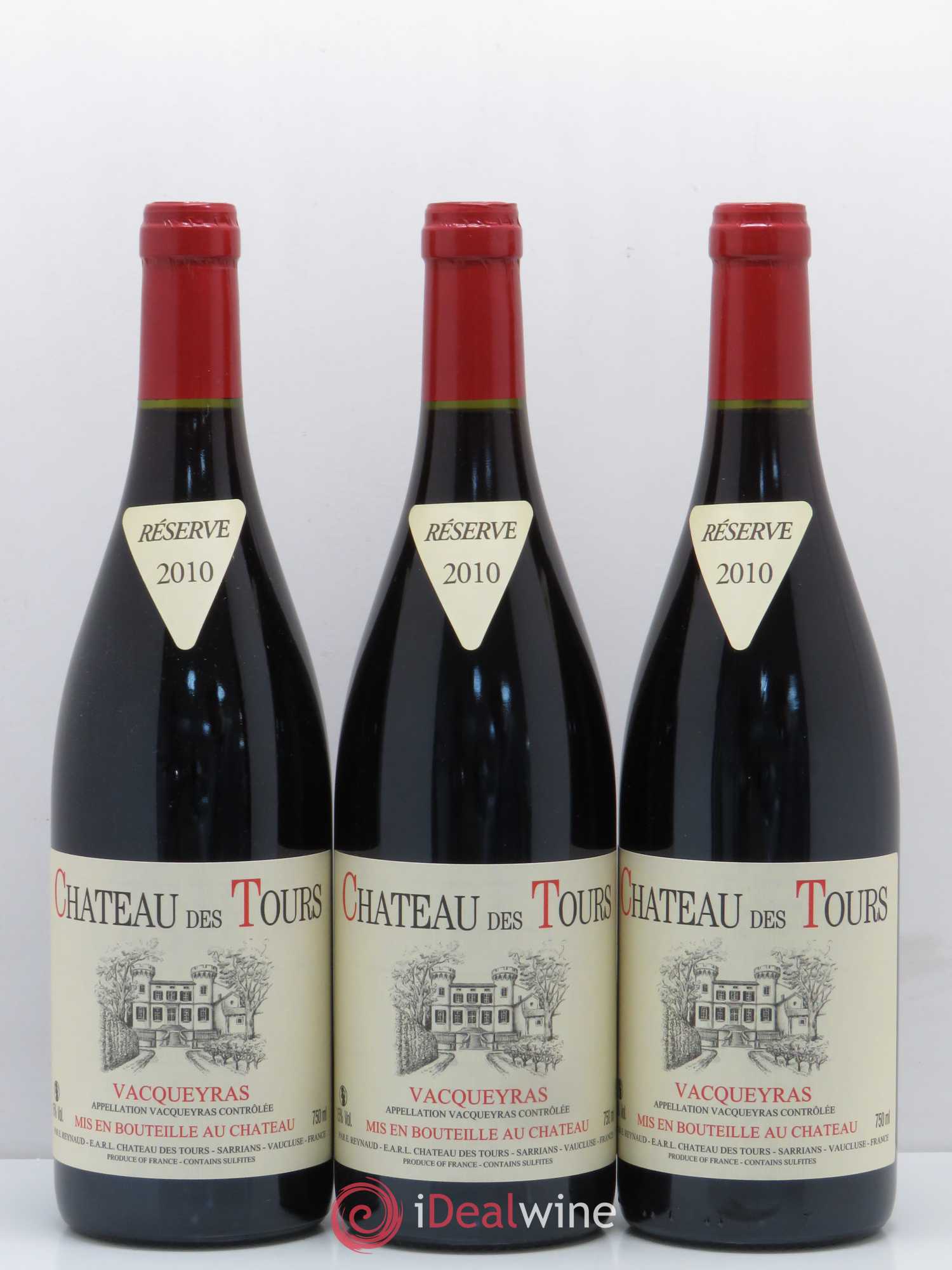 Vacqueyras Château des Tours Emmanuel Reynaud 2010 - Lot de 3 bouteilles - 0