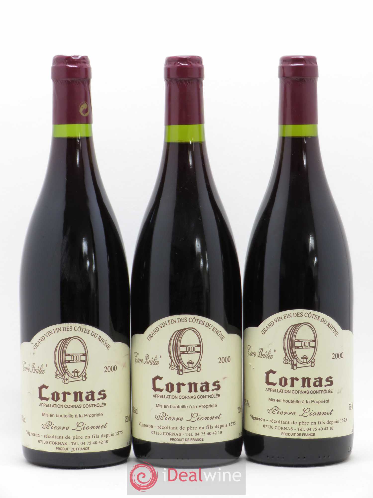 Cornas Terre Brûlée Pierre Lionnet 2000 - Posten von 3 Flaschen - 0