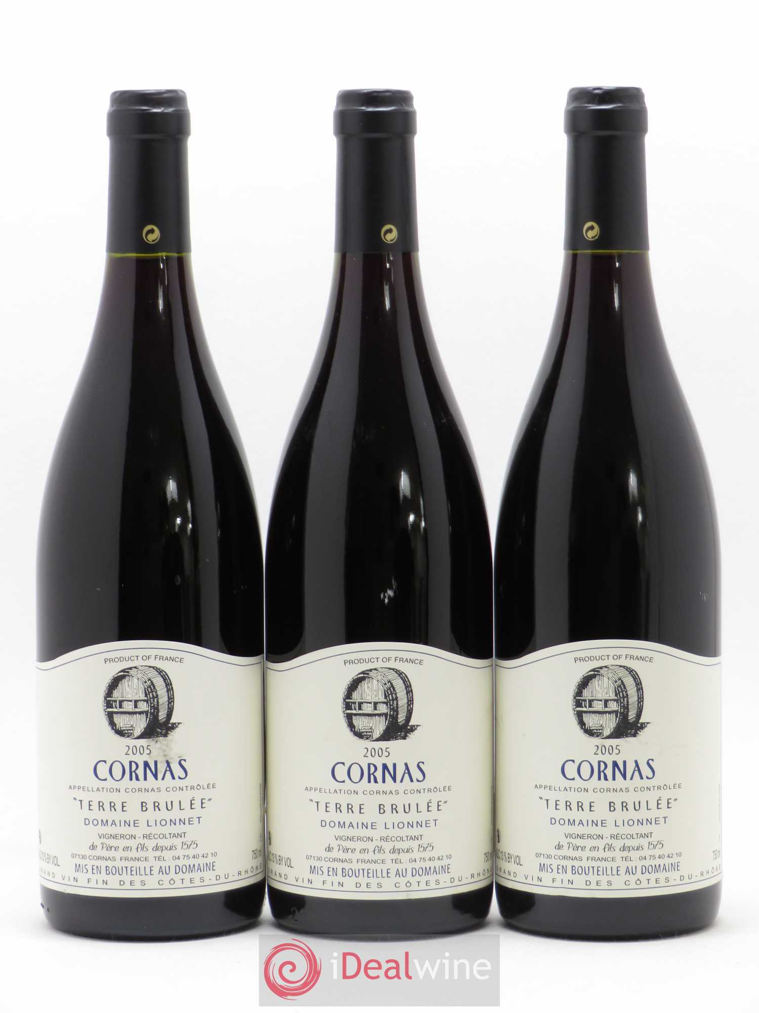 Cornas Terre Brûlée Domaine Lionnet 2005 - Posten von 3 Flaschen - 0