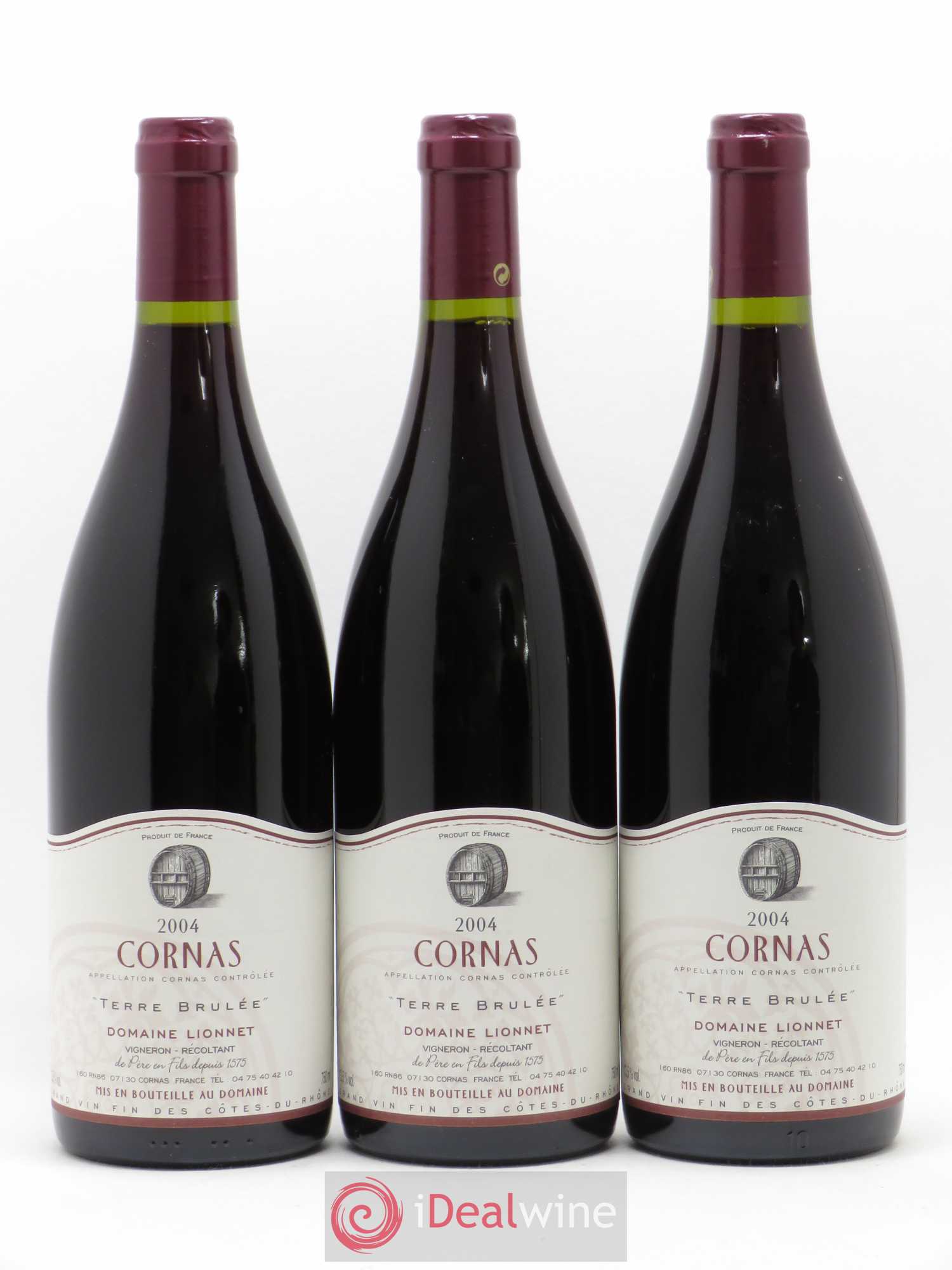 Cornas Terre Brûlée Domaine Lionnet 2004 - Posten von 3 Flaschen - 0