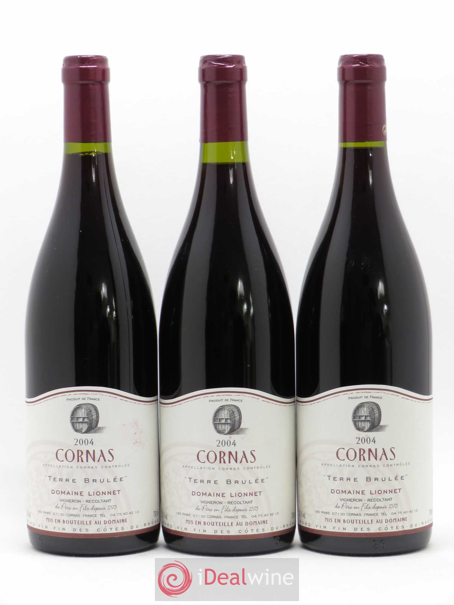 Cornas Terre Brûlée Domaine Lionnet 2004 - Posten von 3 Flaschen - 0