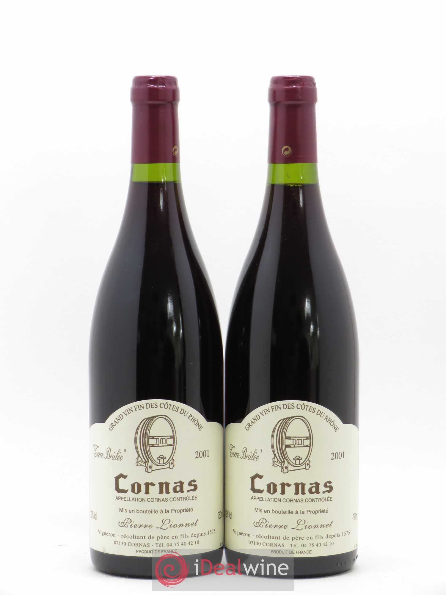 Cornas Terre Brûlée Domaine Lionnet 2001 - Posten von 2 Flaschen - 0