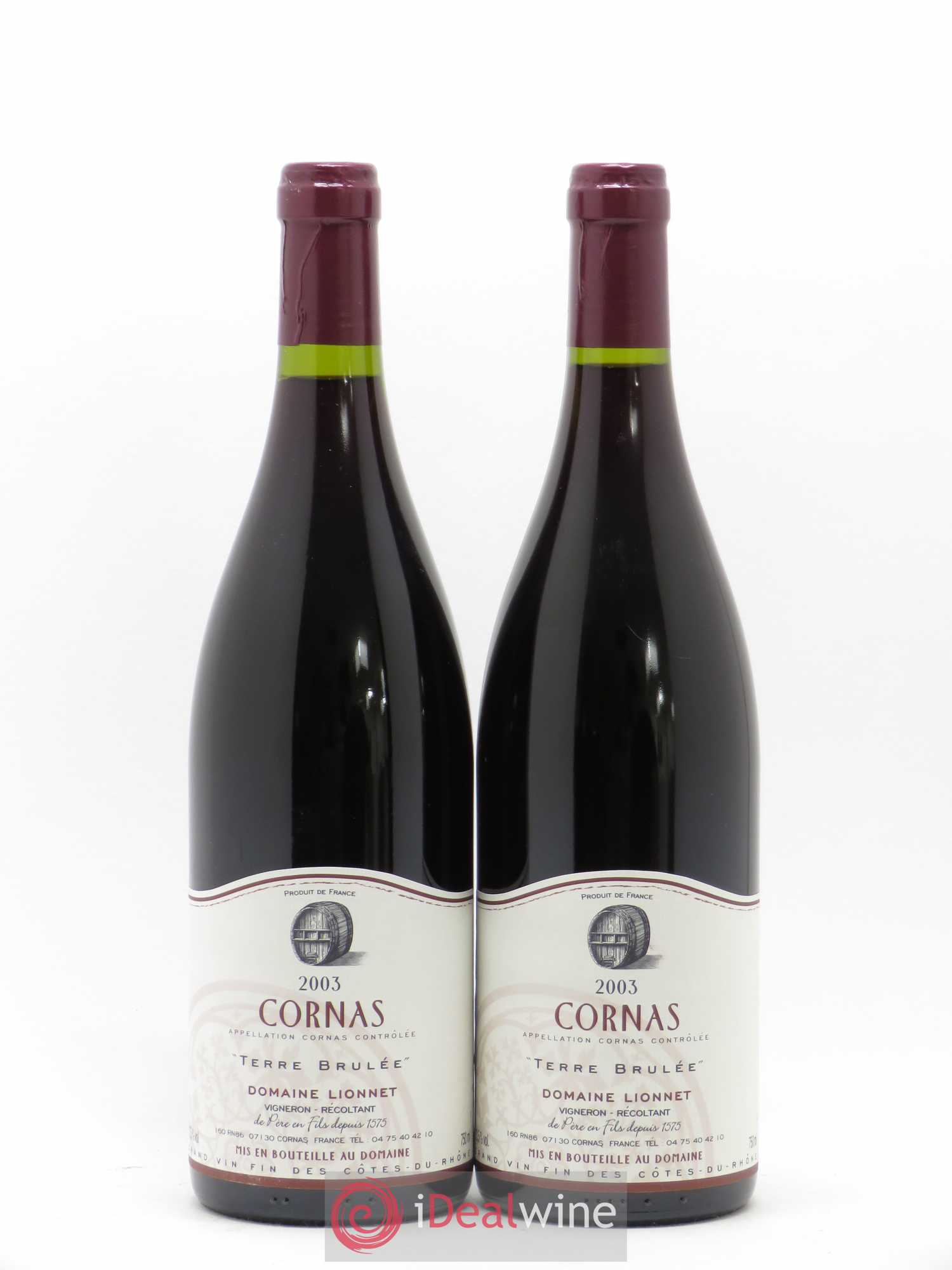 Cornas Terre Brûlée Domaine Lionnet 2003 - Posten von 2 Flaschen - 0