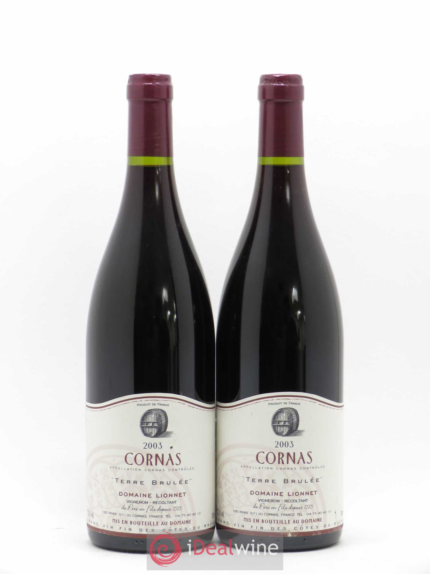 Cornas Terres Brûlées Jean-Luc Colombo 2003 - Lot de 2 bouteilles - 0