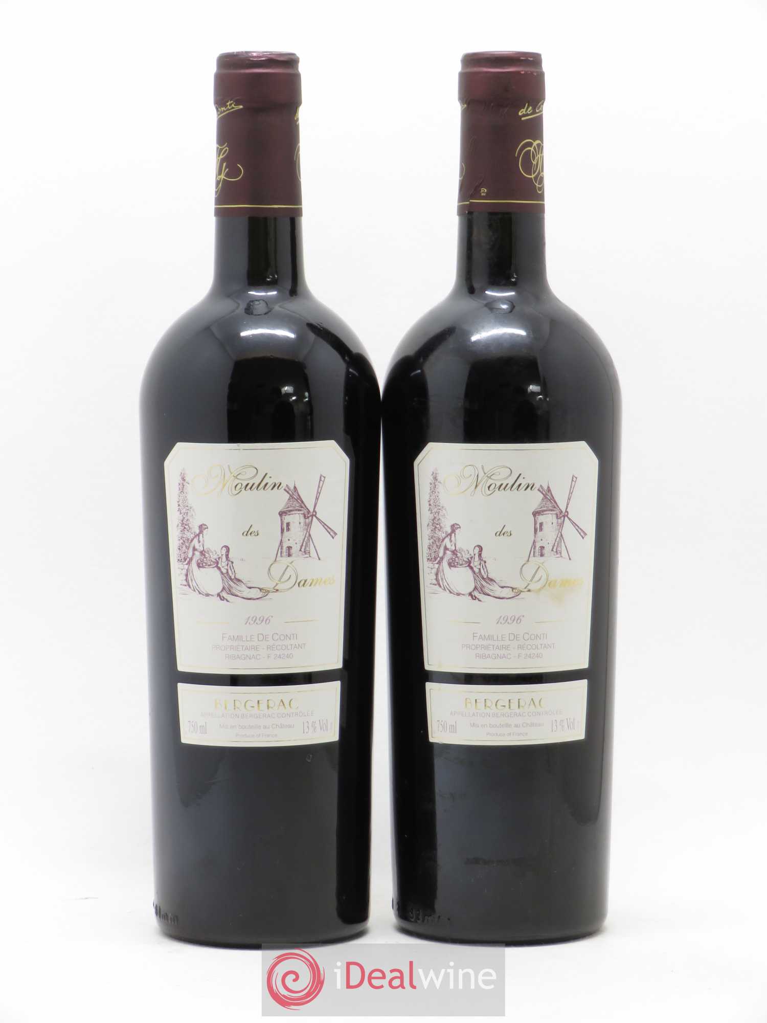 Bergerac Château Tour des Gendres Moulin des Dames Famille de Conti 1996 - Lot de 2 bouteilles - 0