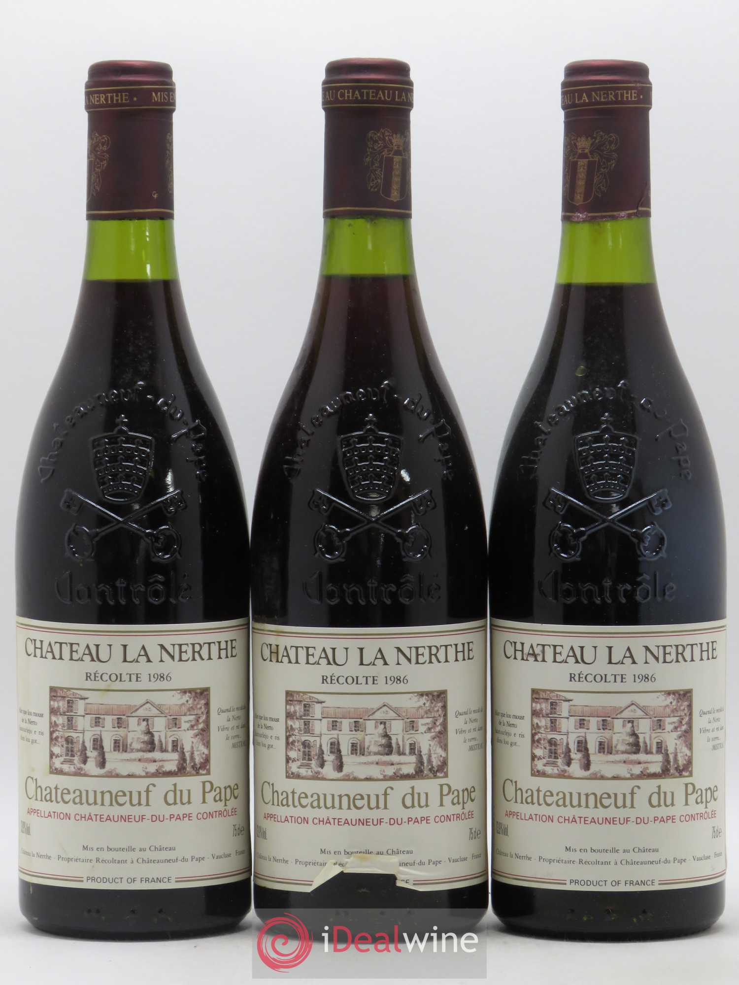 Châteauneuf-du-Pape Château la Nerthe Famille Richard 1986 - Lot de 3 bouteilles - 0