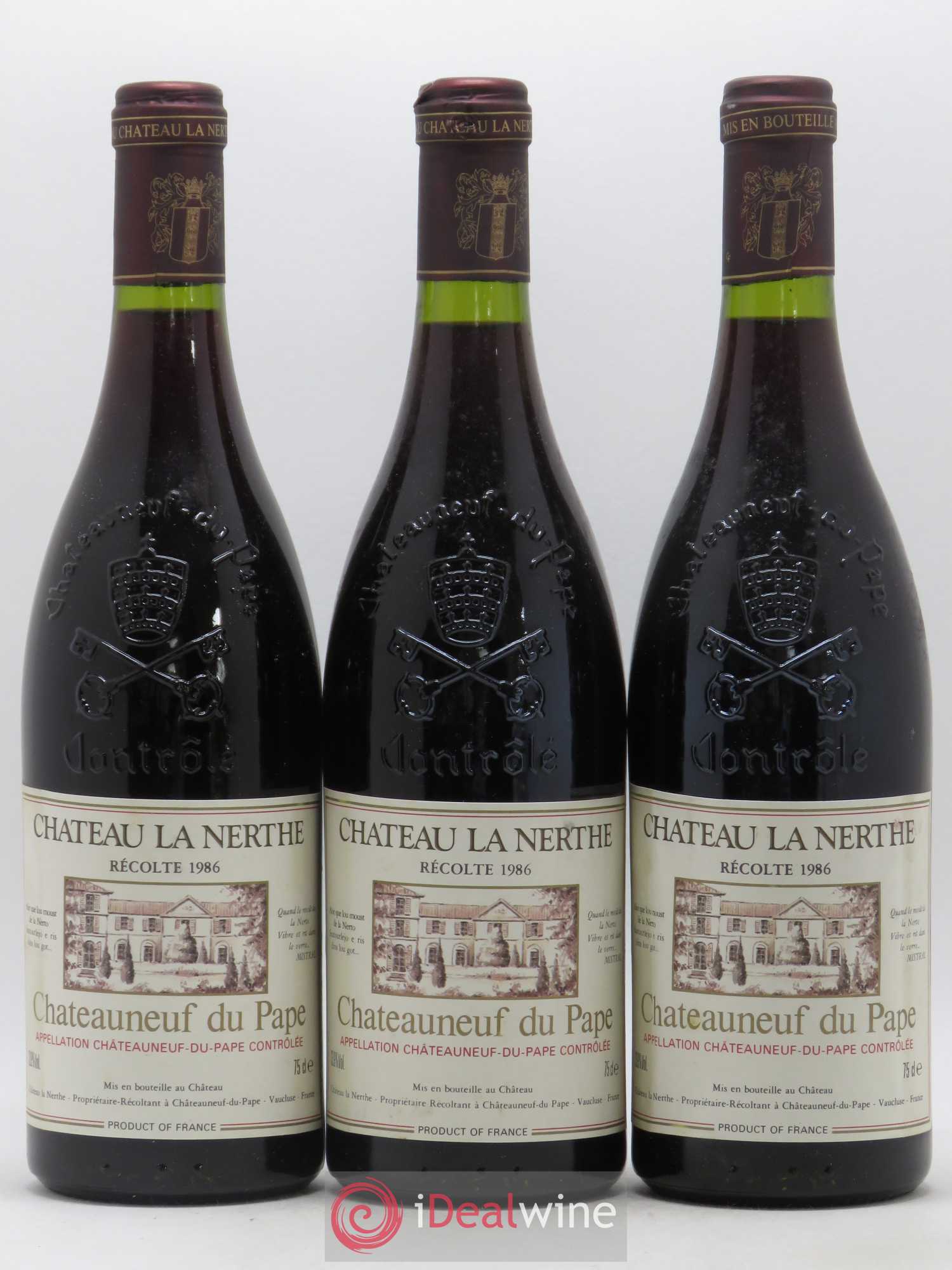 Châteauneuf-du-Pape Château la Nerthe Famille Richard 1986 - Lot de 3 bouteilles - 0