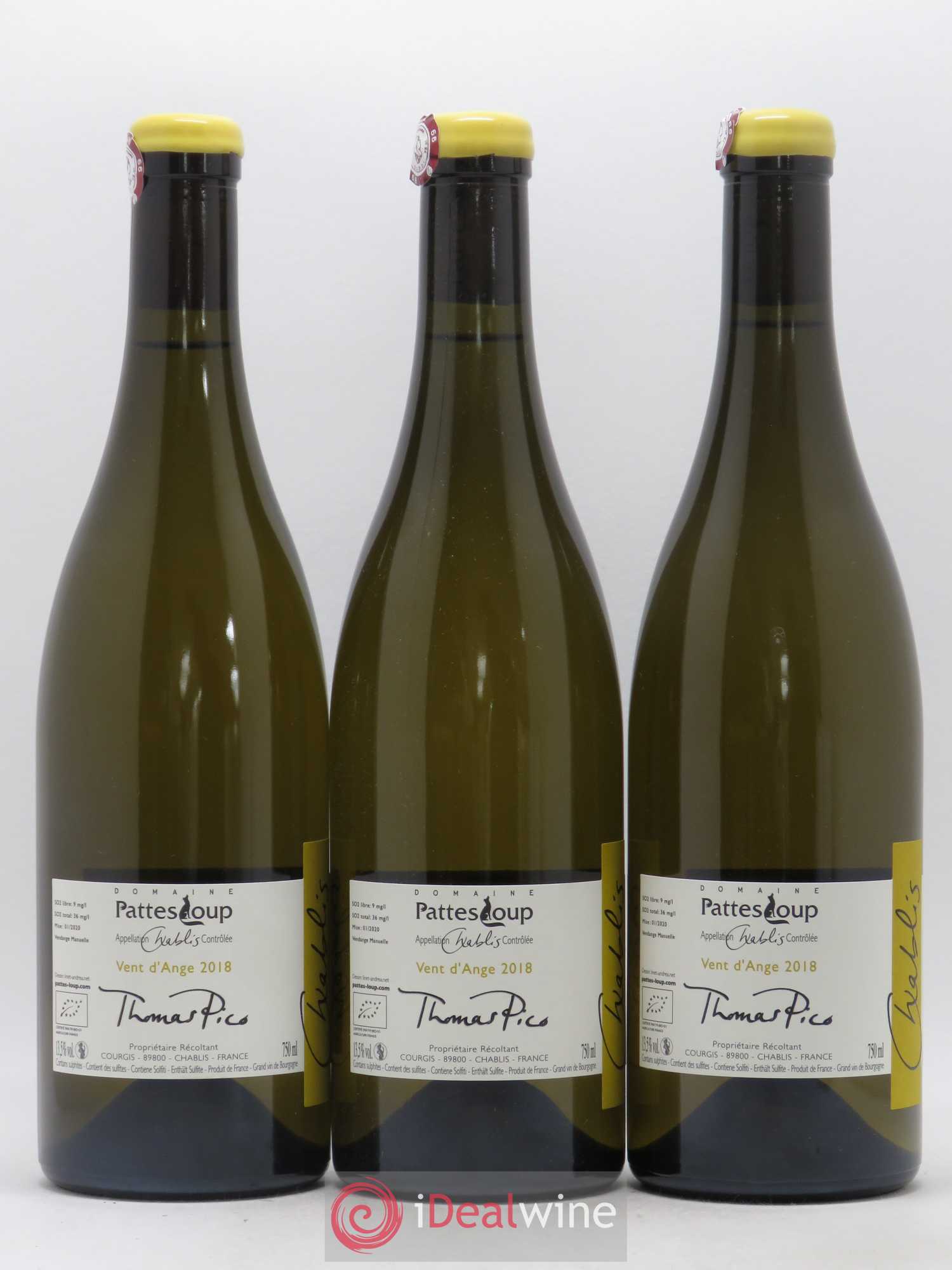 Chablis Vent d'Ange Pattes Loup (Domaine) 2018 - Lot de 3 bouteilles - 1