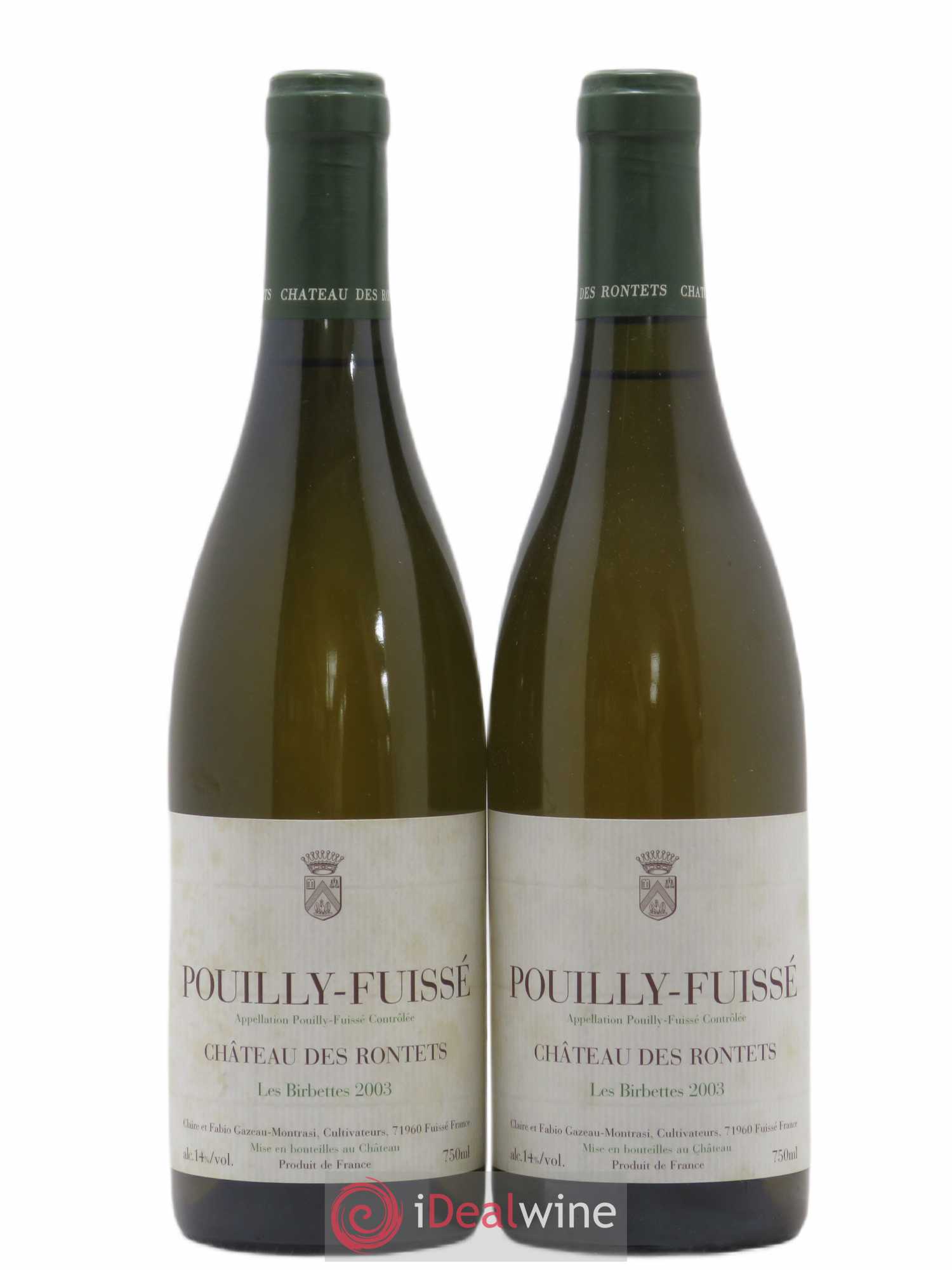 Pouilly-Fuissé Les Birbettes Château des Rontets (senza prezzo di riserva) 2003 - Lotto di 2 bottiglie - 0
