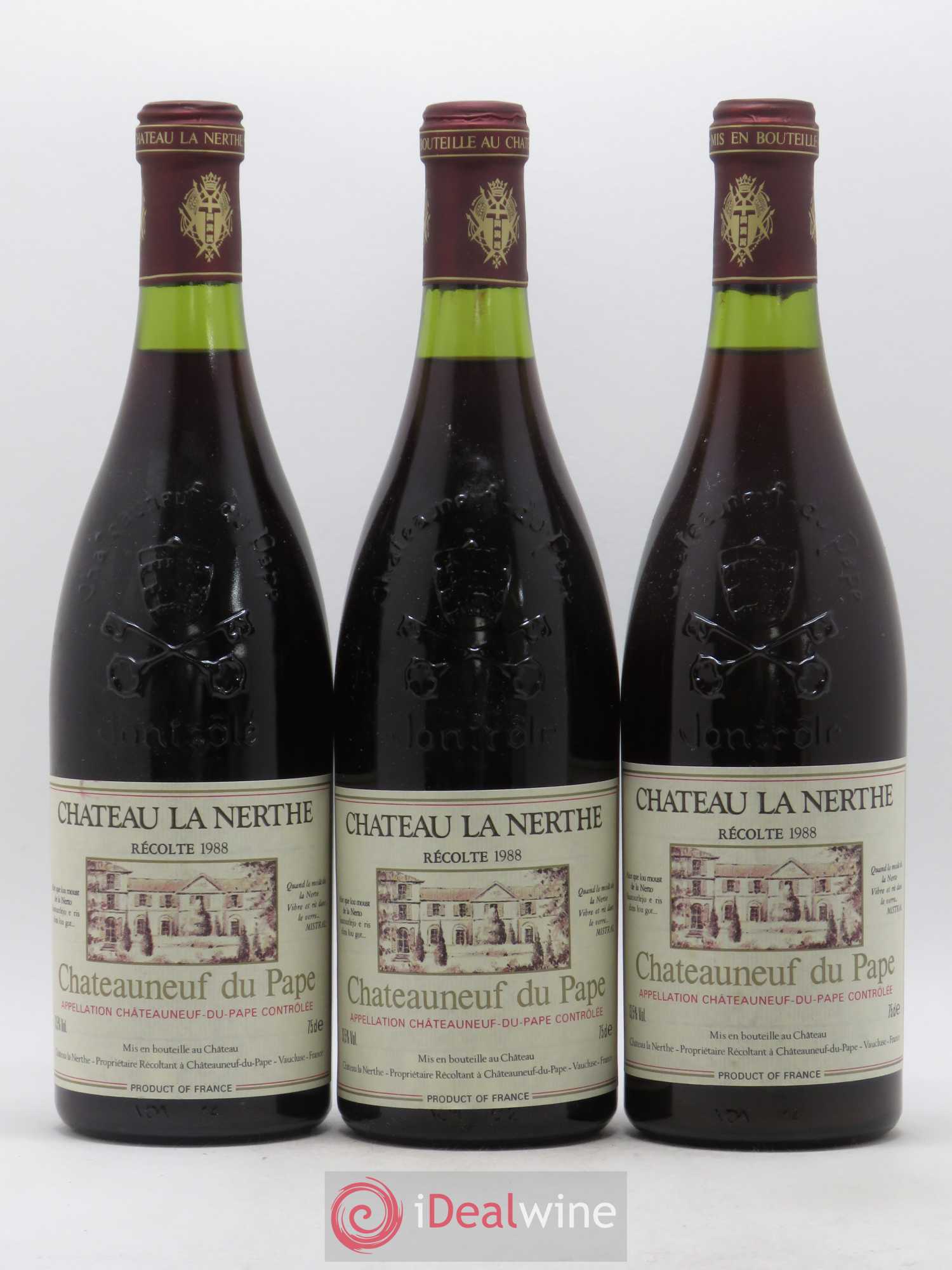Châteauneuf-du-Pape Château la Nerthe Famille Richard 1988 - Lot de 3 bouteilles - 0