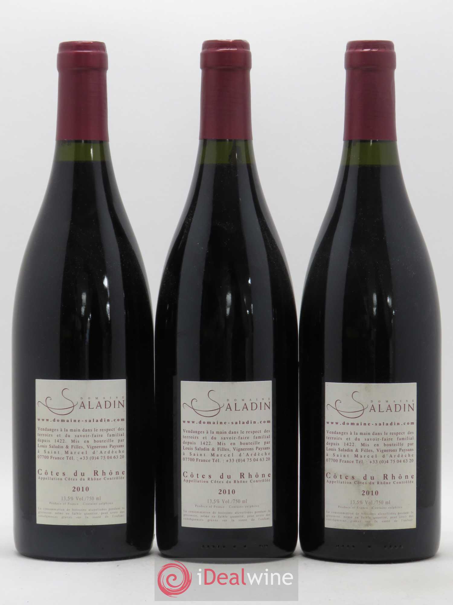 Côtes-du-Rhône Paul Domaine Saladin 2010 - Lot de 3 bouteilles - 1