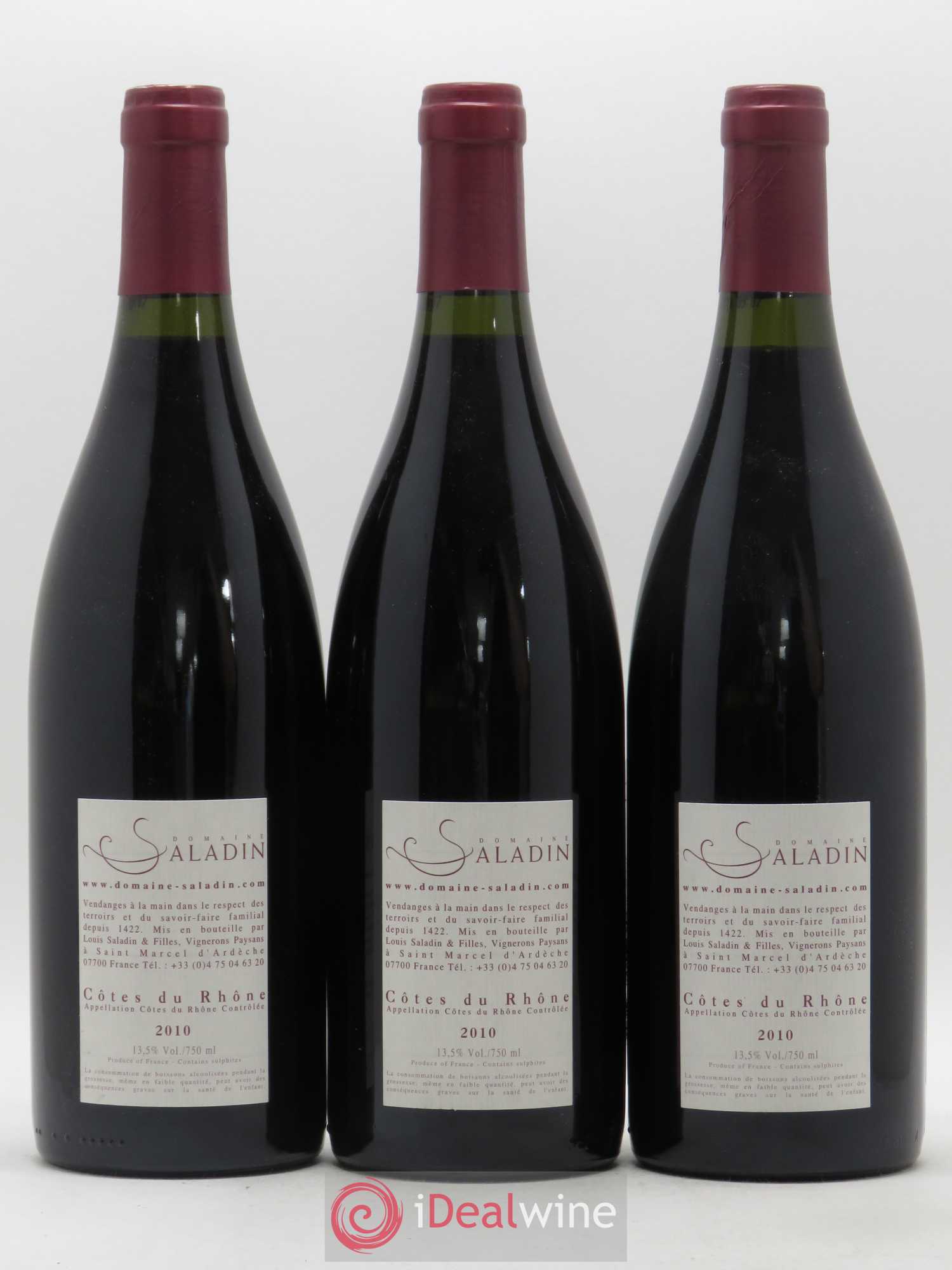 Côtes-du-Rhône Paul Domaine Saladin 2010 - Lot de 3 bouteilles - 1