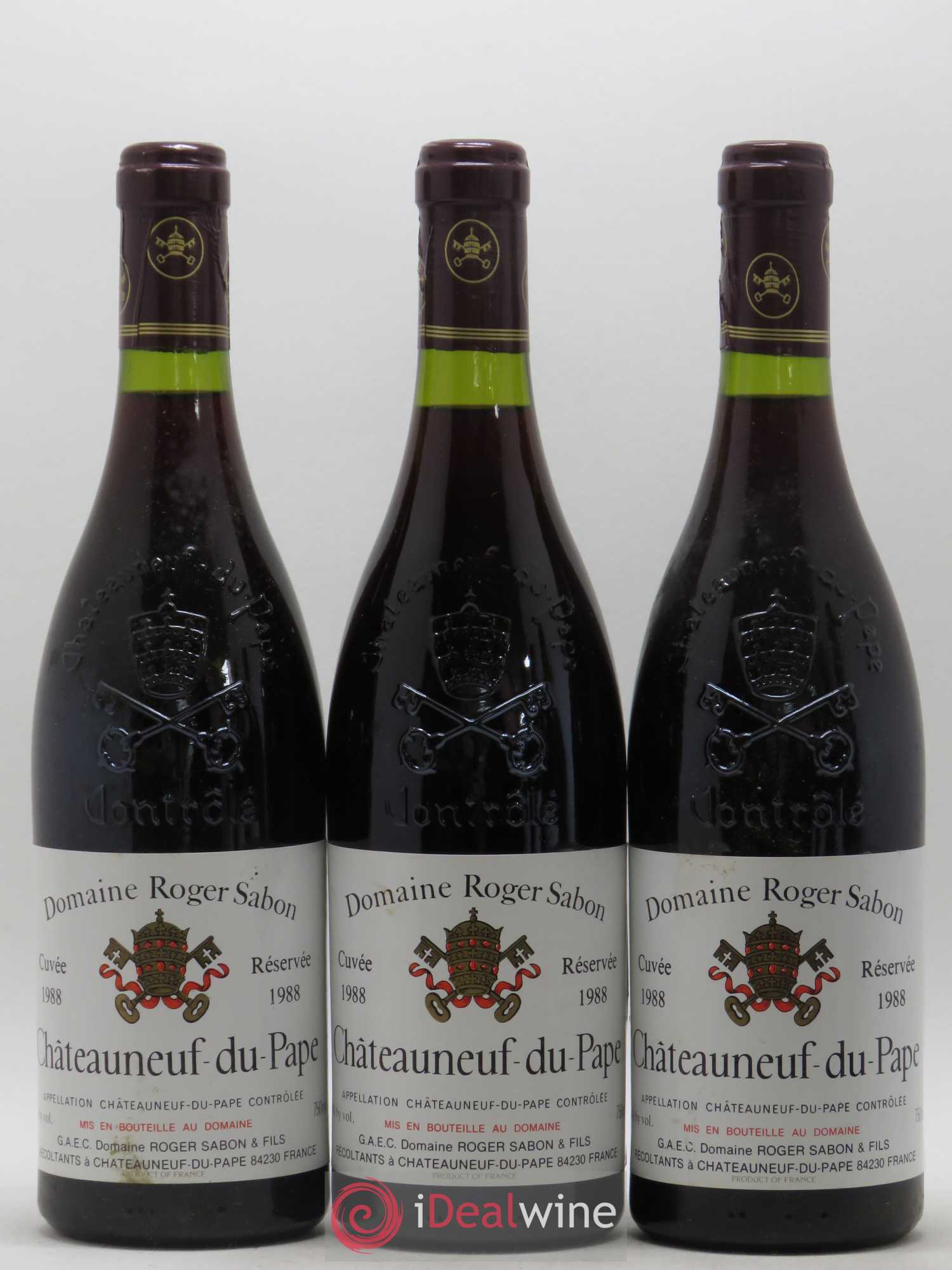Châteauneuf-du-Pape Cuvée Reservée Domaine Roger Sabon 1988 - Posten von 6 Flaschen - 1