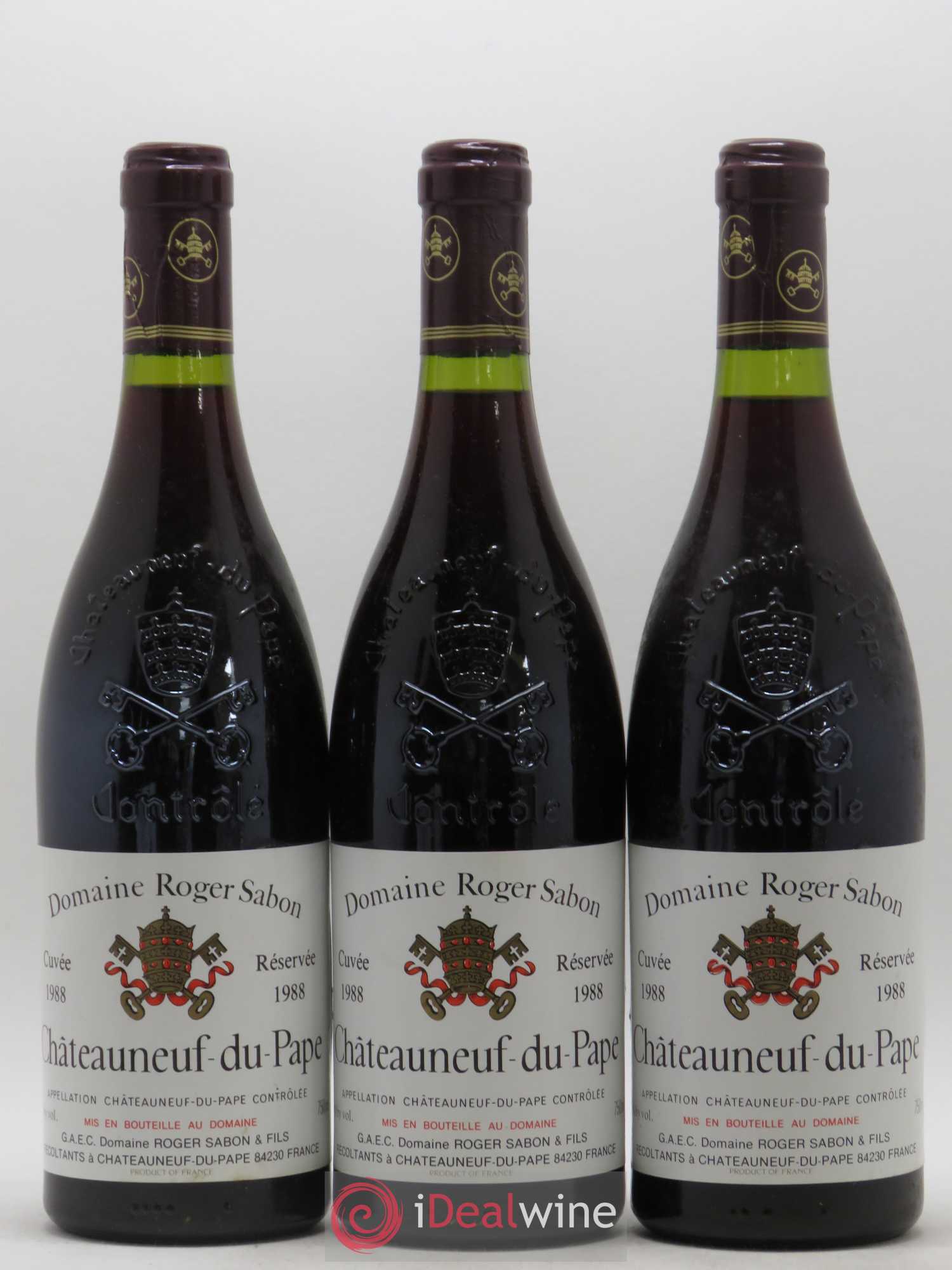 Châteauneuf-du-Pape Cuvée Reservée Domaine Roger Sabon 1988 - Posten von 6 Flaschen - 2
