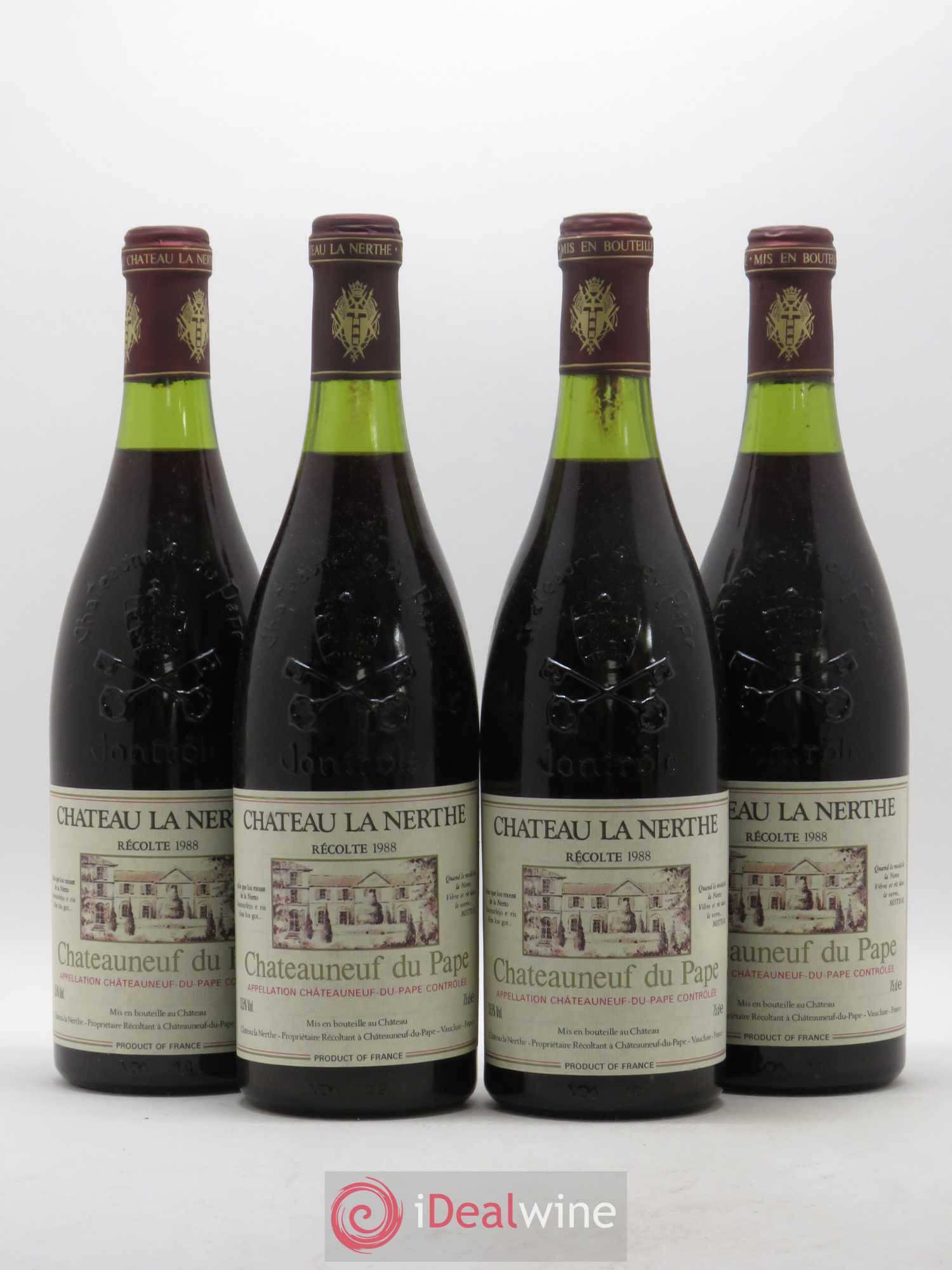 Châteauneuf-du-Pape Château la Nerthe Famille Richard 1988 - Lot de 4 bouteilles - 0