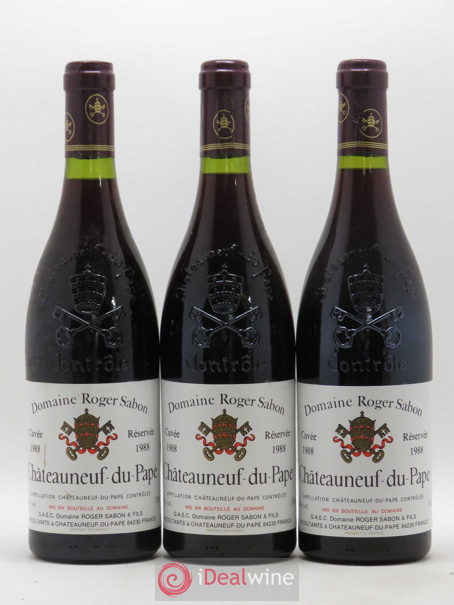 Châteauneuf-du-Pape Cuvée Reservée Domaine Roger Sabon 1988 - Posten von 3 Flaschen - 0