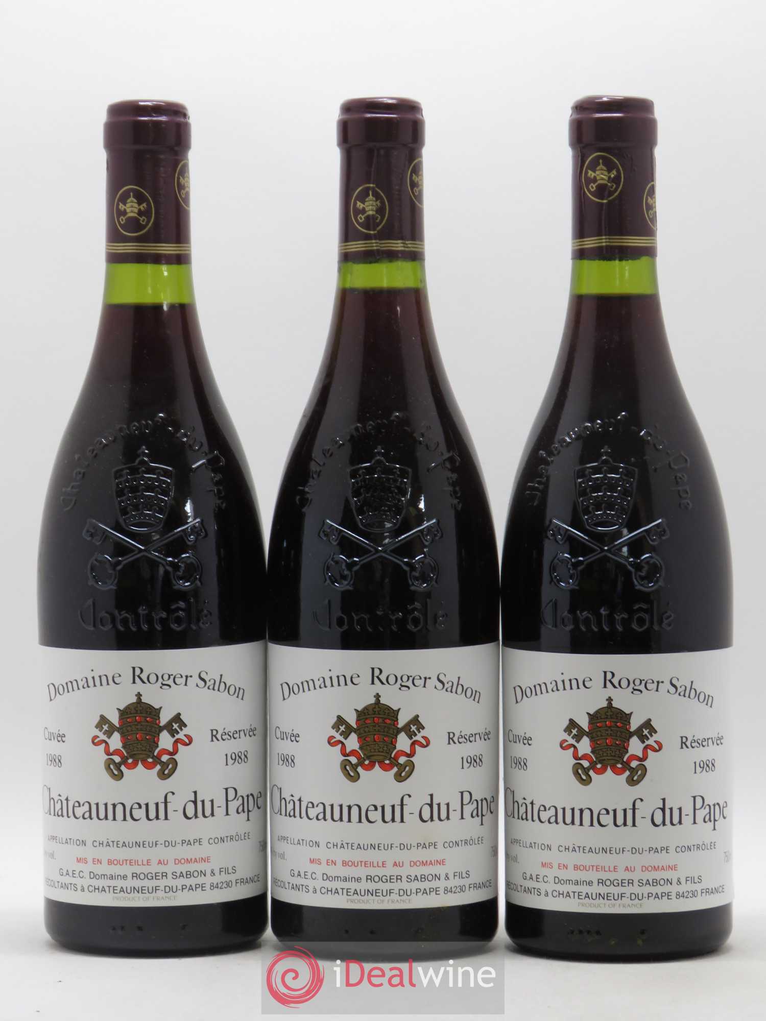Châteauneuf-du-Pape Cuvée Reservée Domaine Roger Sabon 1988 - Posten von 3 Flaschen - 0