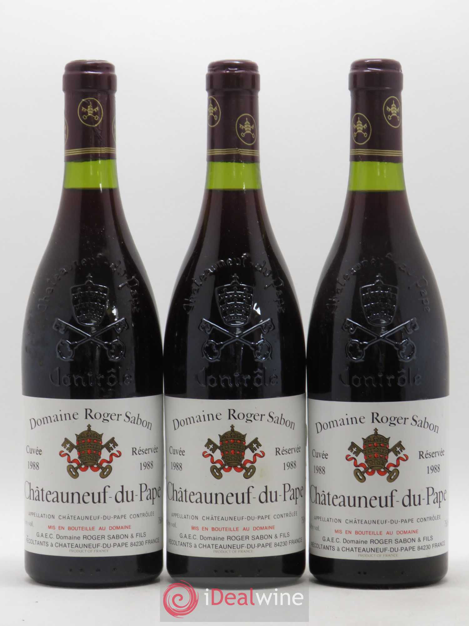 Châteauneuf-du-Pape Cuvée Reservée Domaine Roger Sabon 1988 - Posten von 3 Flaschen - 0