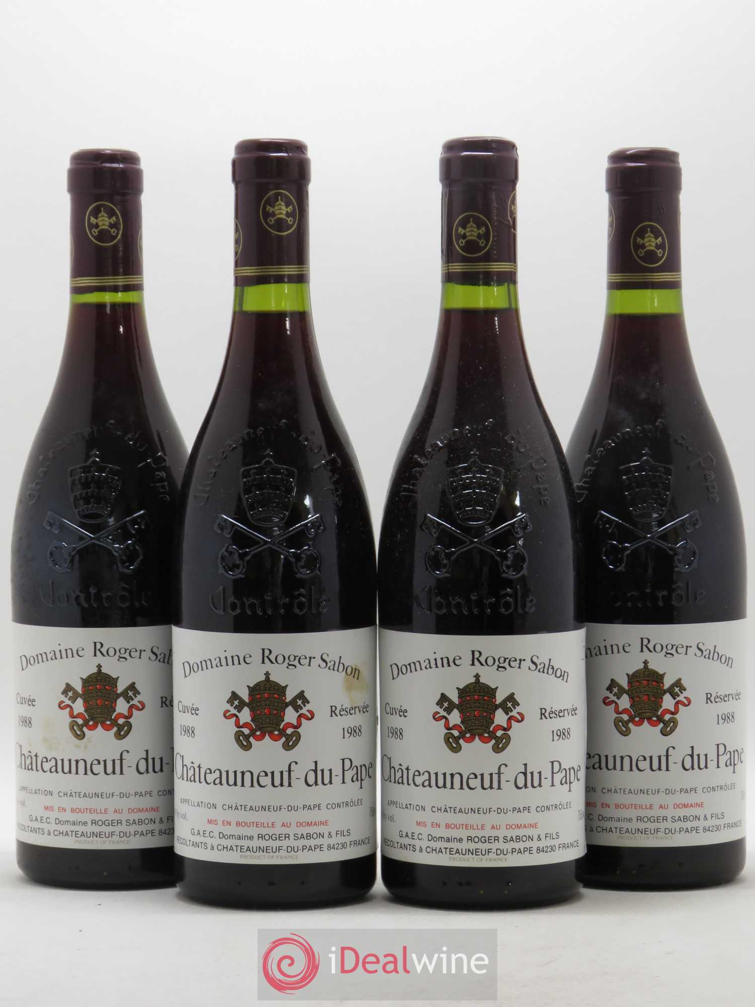 Châteauneuf-du-Pape Cuvée Reservée Domaine Roger Sabon 1988 - Posten von 4 Flaschen - 0