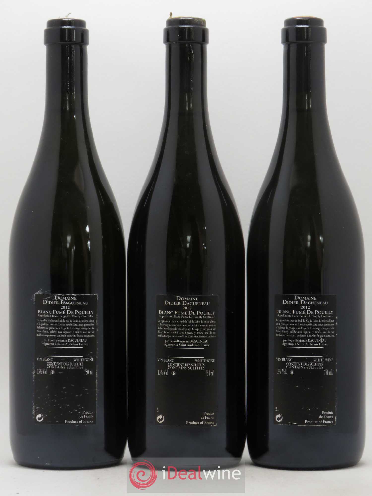 Vin de France (anciennement Pouilly-Fumé) Silex Dagueneau (Domaine Didier - Louis-Benjamin) 2012 - Lot de 3 bouteilles - 1