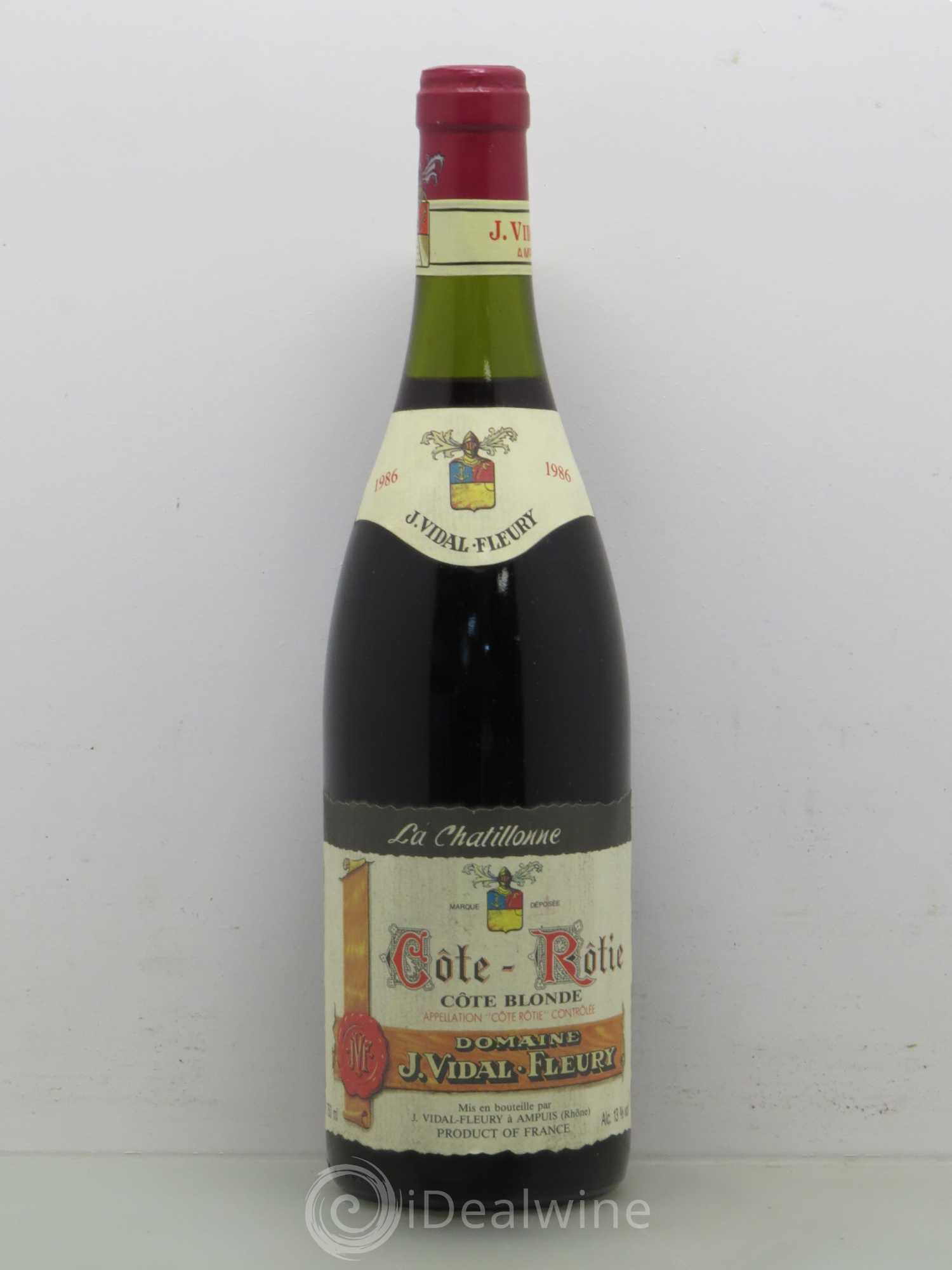 Côte-Rôtie la Chatillonne Côte Blonde Vidal Fleury 1986 - Lot de 1 bouteille - 0