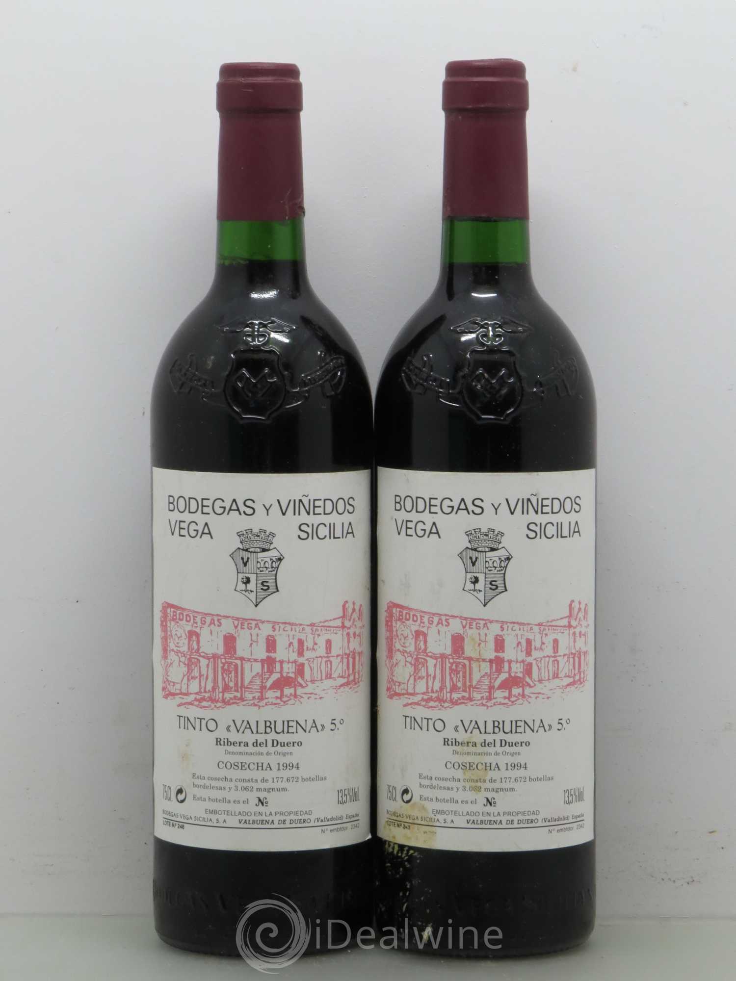 Ribera Del Duero DO Vega Sicilia Valbuena 5 ano Famille Alvarez 1994 - Lot de 2 bouteilles - 0