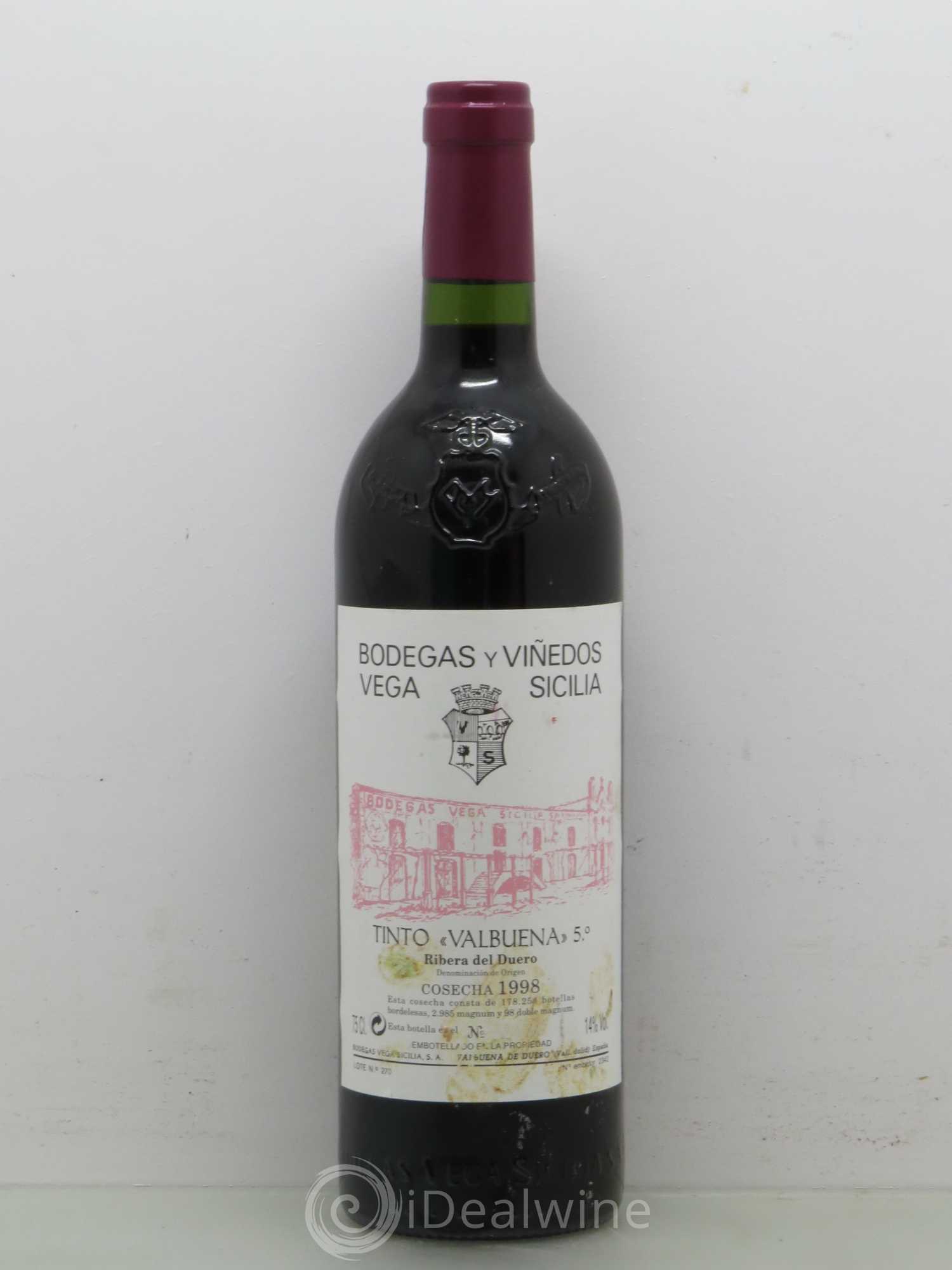 Ribera Del Duero DO Vega Sicilia Valbuena 5 ano Famille Alvarez 1998 - Lot de 1 bouteille - 0