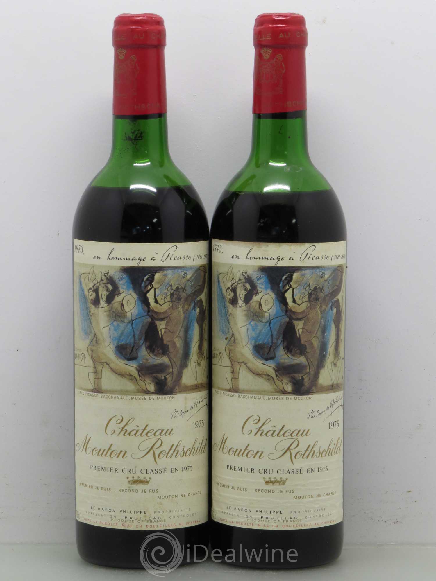 Château Mouton Rothschild 1er Grand Cru Classé 1973 - Lot de 2 bouteilles - 0