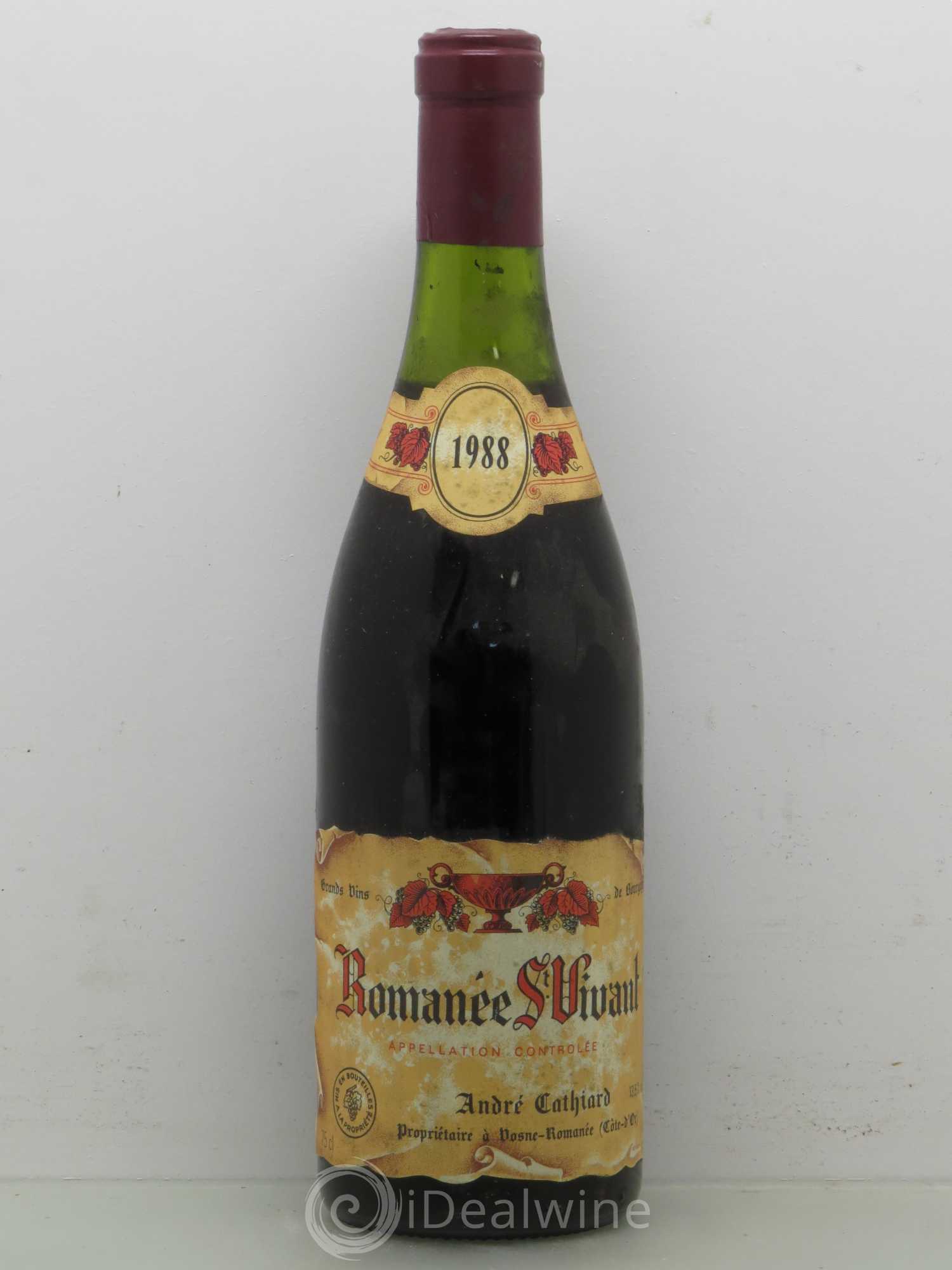 Romanée-Saint-Vivant Grand Cru Domaine Cathiard Molinier 1988 - Lot de 1 bouteille - 0