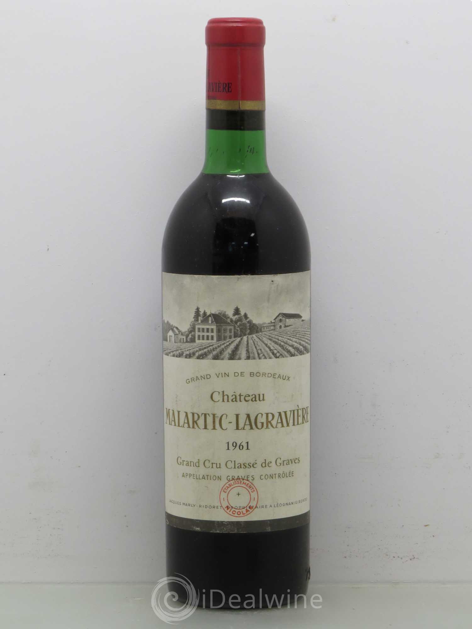 Château Malartic-Lagravière Cru Classé de Graves établissement Nicolas 1961 - Lot de 1 bouteille - 0