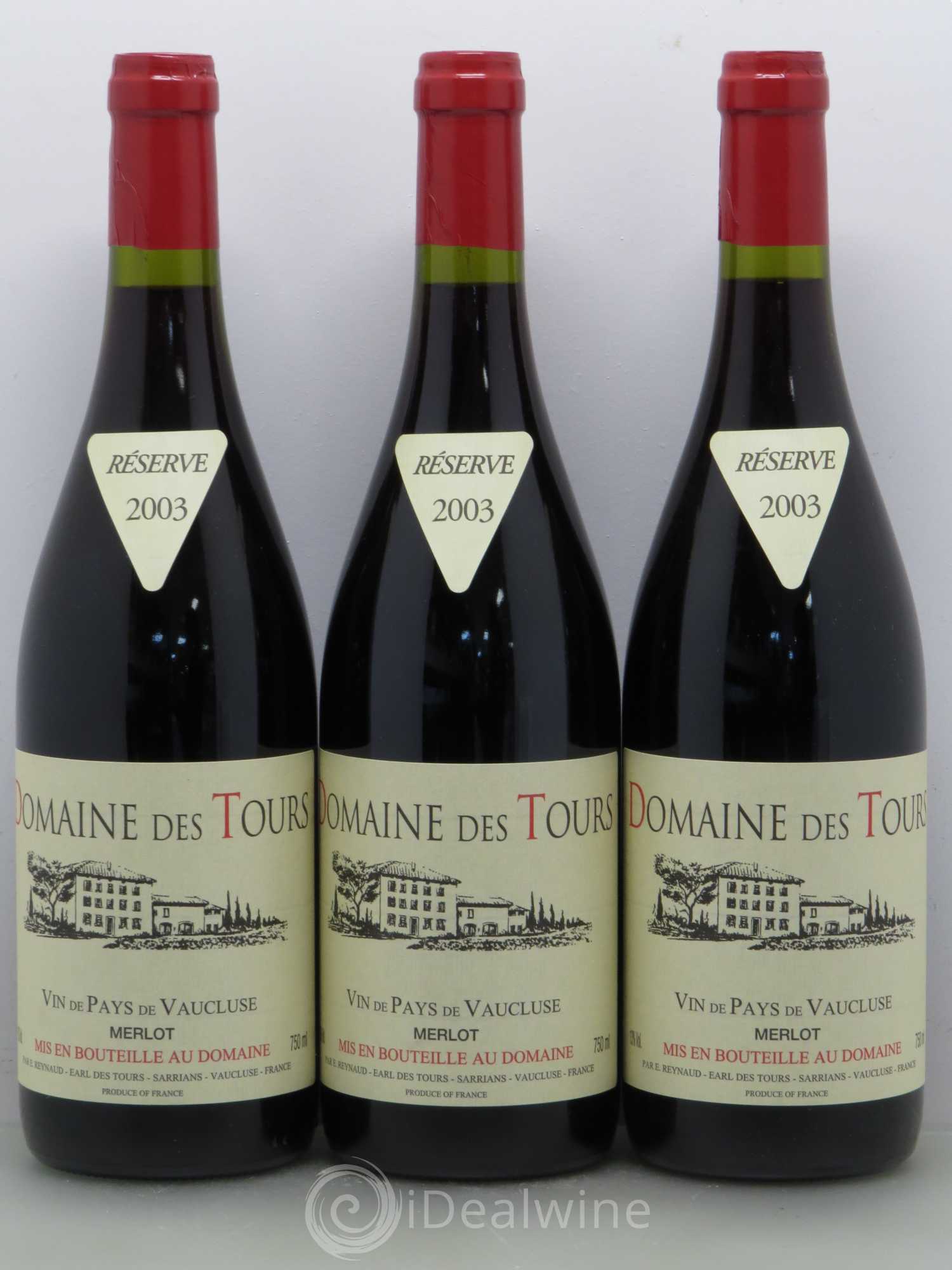 Vaucluse (Vin de Pays de Vaucluse) Domaine des Tours Emmanuel Reynaud Merlot 2003 - Lot de 6 bouteilles - 2