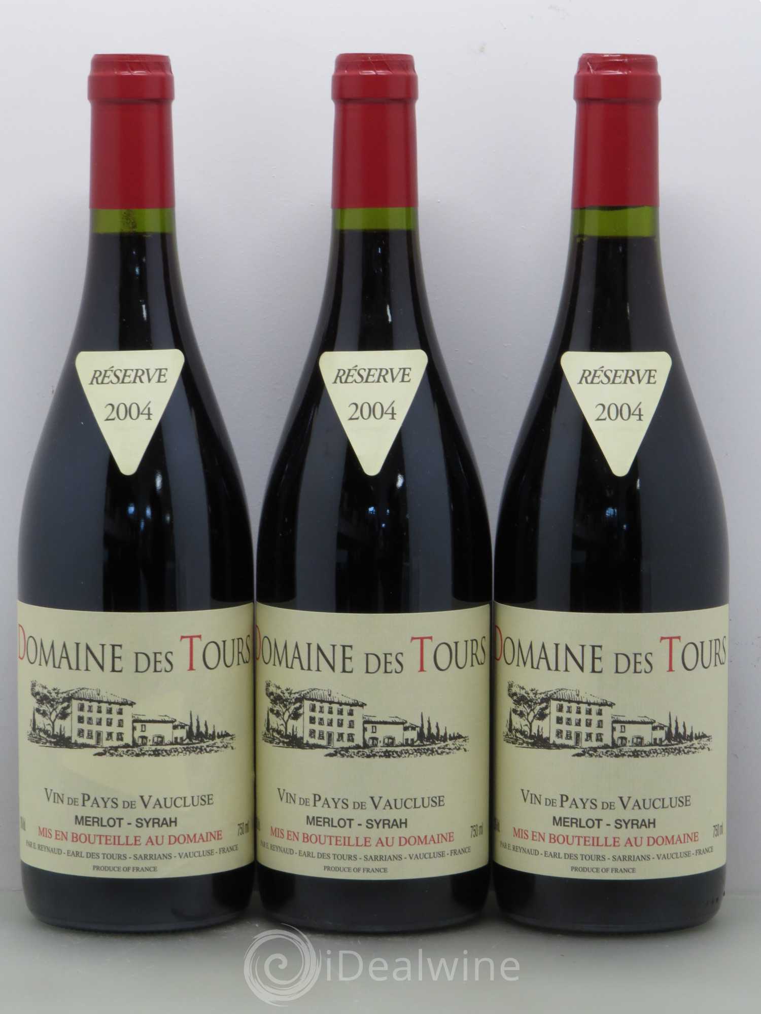 Vaucluse (Vin de Pays de Vaucluse) Domaine des Tours Emmanuel Reynaud Merlot Syrah 2004 - Lot de 6 bouteilles - 1