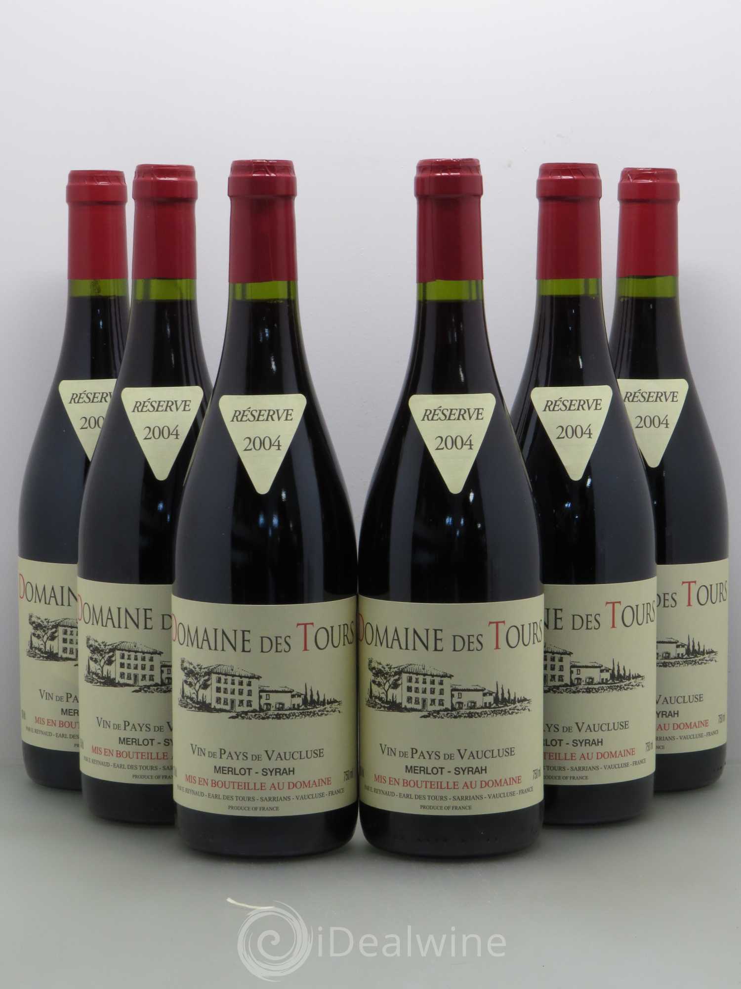 Vaucluse (Vin de Pays de Vaucluse) Domaine des Tours Emmanuel Reynaud Merlot Syrah 2004 - Lot de 6 bouteilles - 0
