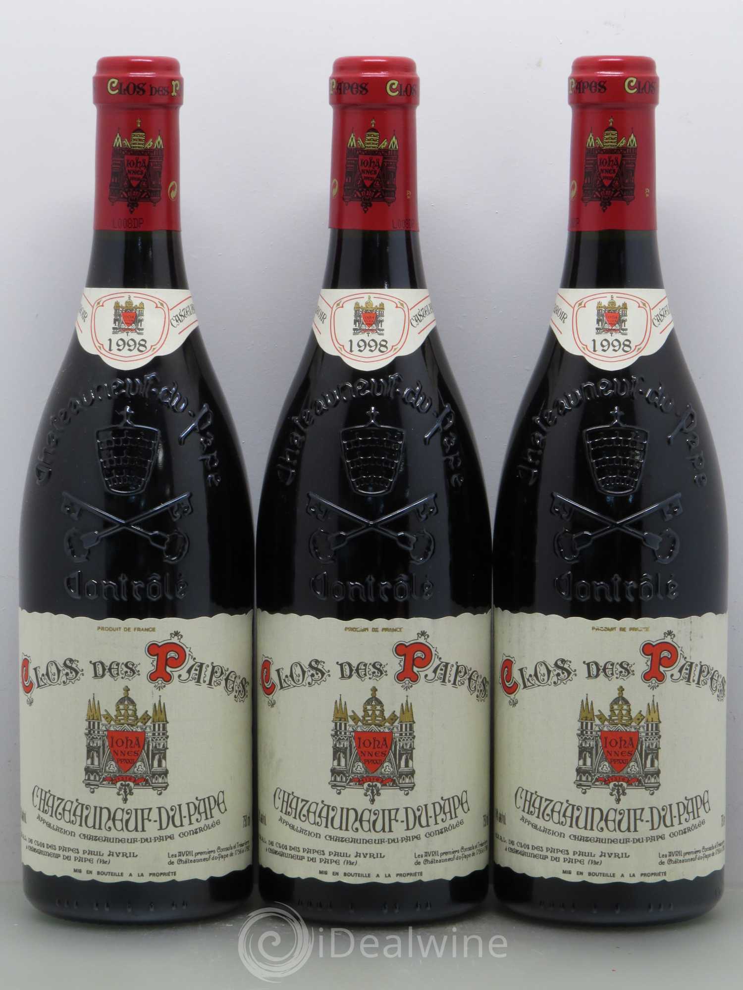 Châteauneuf-du-Pape Clos des Papes - Paul Avril 1998 - Lot de 6 bouteilles - 1