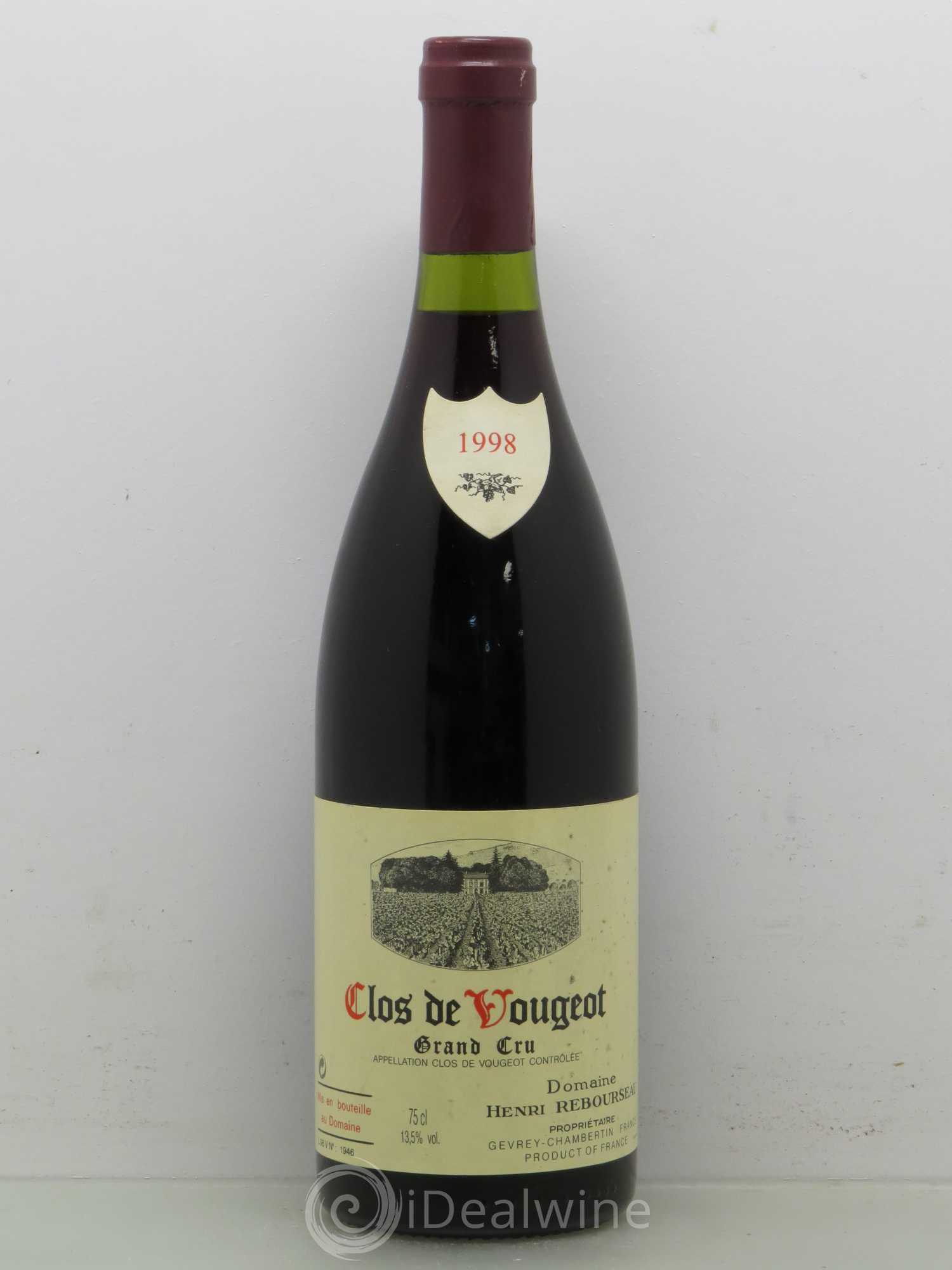 Clos de Vougeot Grand Cru Henri Rebourseau (Domaine) 1998 - Lot de 1 bouteille - 0