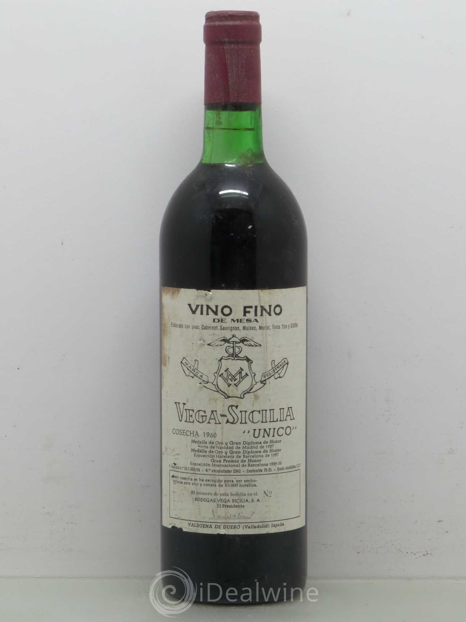 Ribera Del Duero DO Vega Sicilia Unico Famille Alvarez Vino Fino de Mesa 1960 - Lotto di 1 bottiglia - 0