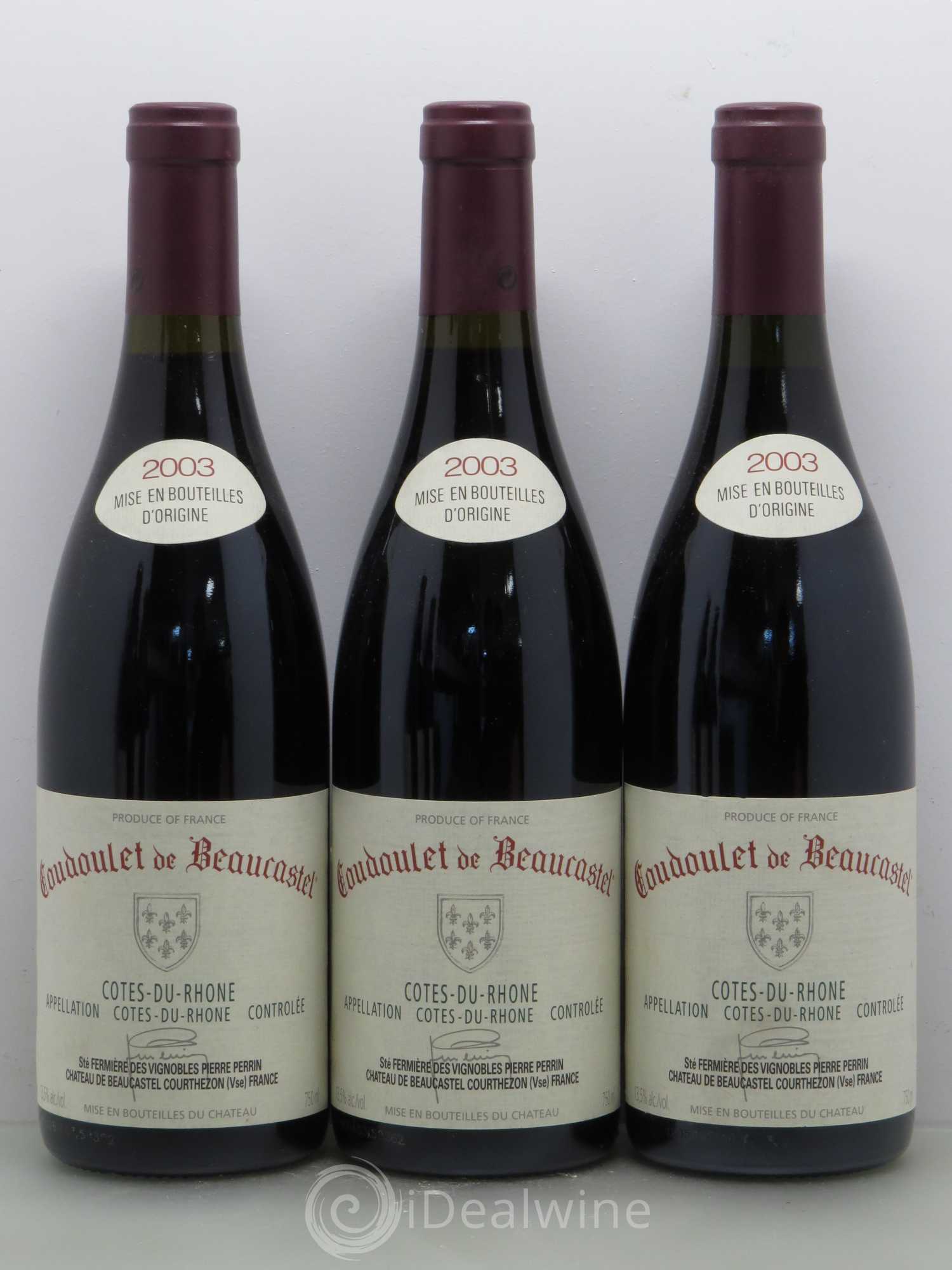 Côtes-du-Rhône Coudoulet de Beaucastel Famille Perrin 2003 - Lot de 5 bouteilles - 1