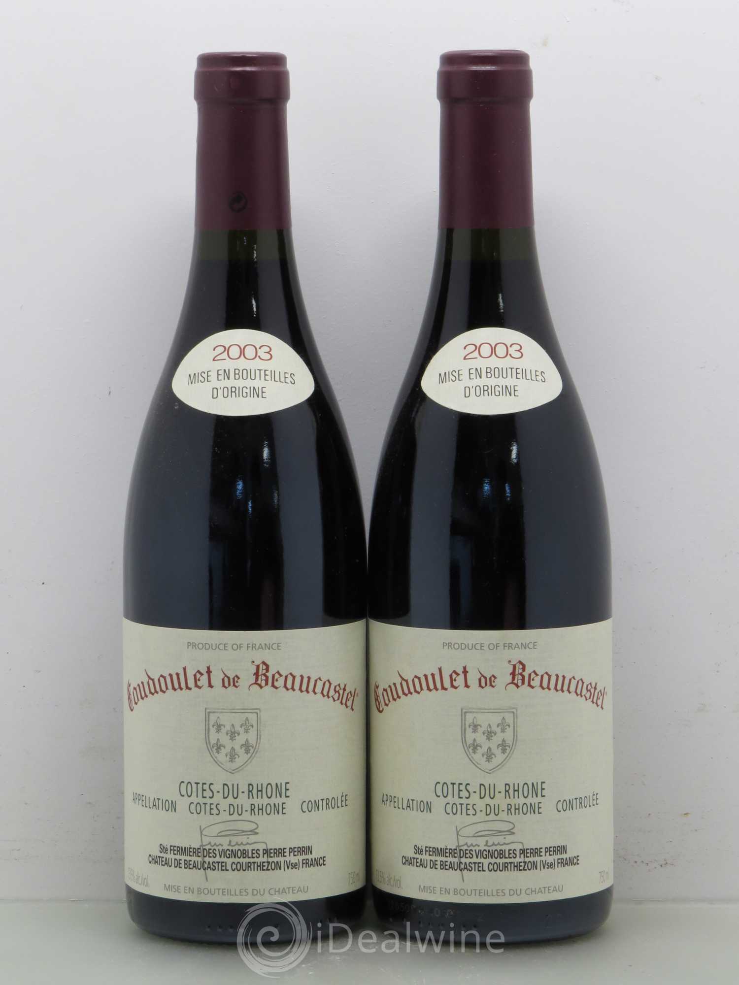 Côtes-du-Rhône Coudoulet de Beaucastel Famille Perrin 2003 - Lot de 5 bouteilles - 2