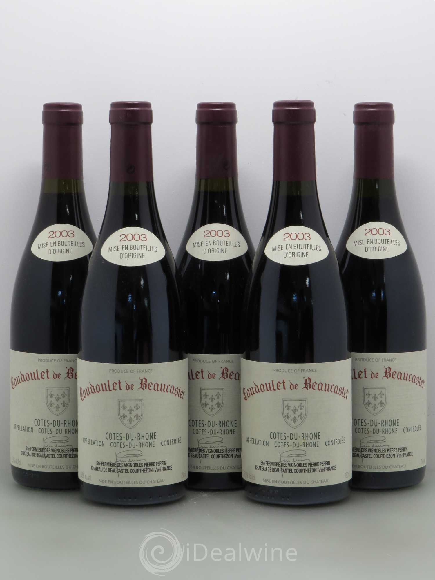 Côtes-du-Rhône Coudoulet de Beaucastel Famille Perrin 2003 - Lot de 5 bouteilles - 0