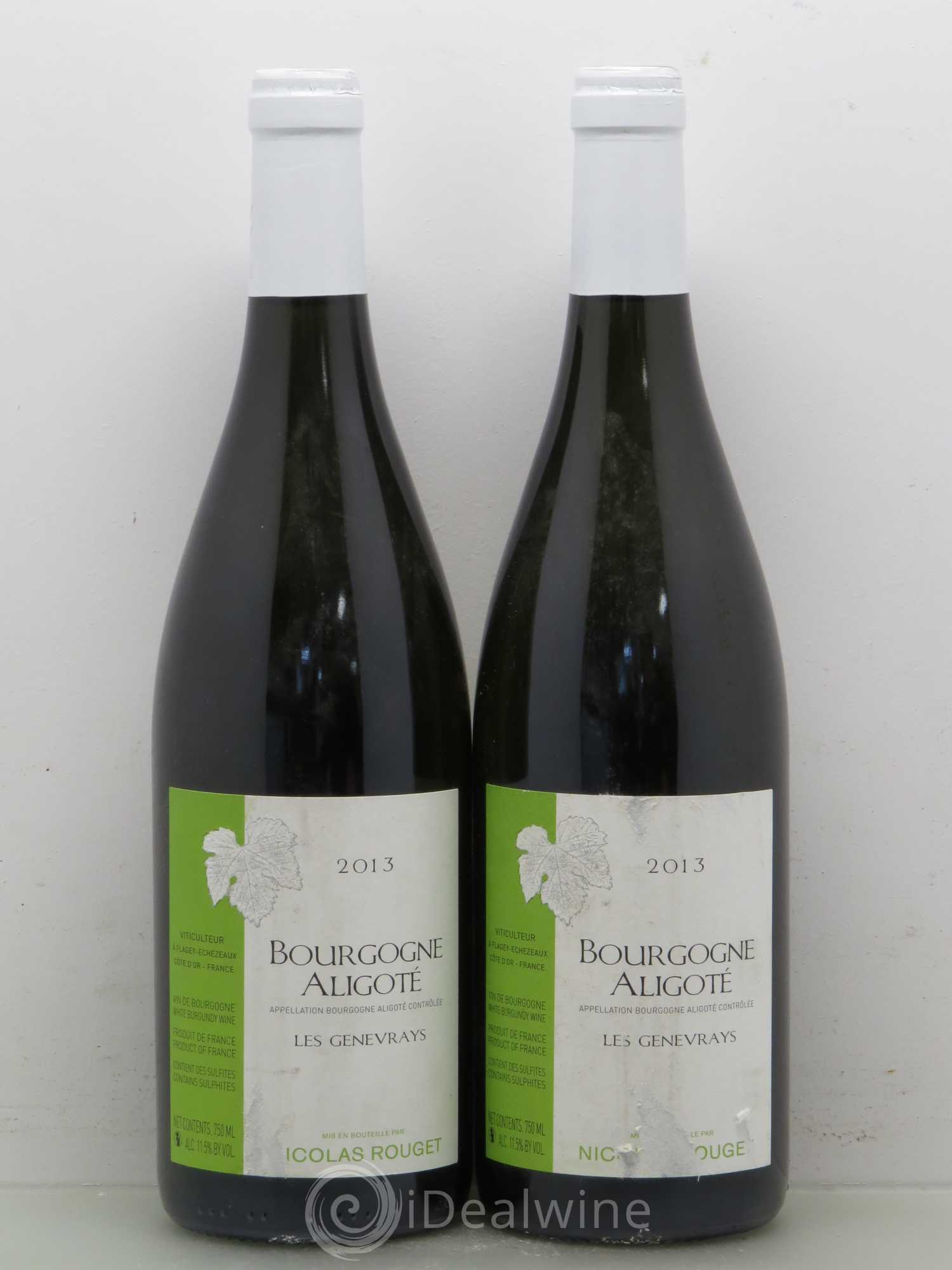 Bourgogne Aligoté Les Genevrays Nicolas Rouget (sans prix de réserve) 2013 - Posten von 2 Flaschen - 0