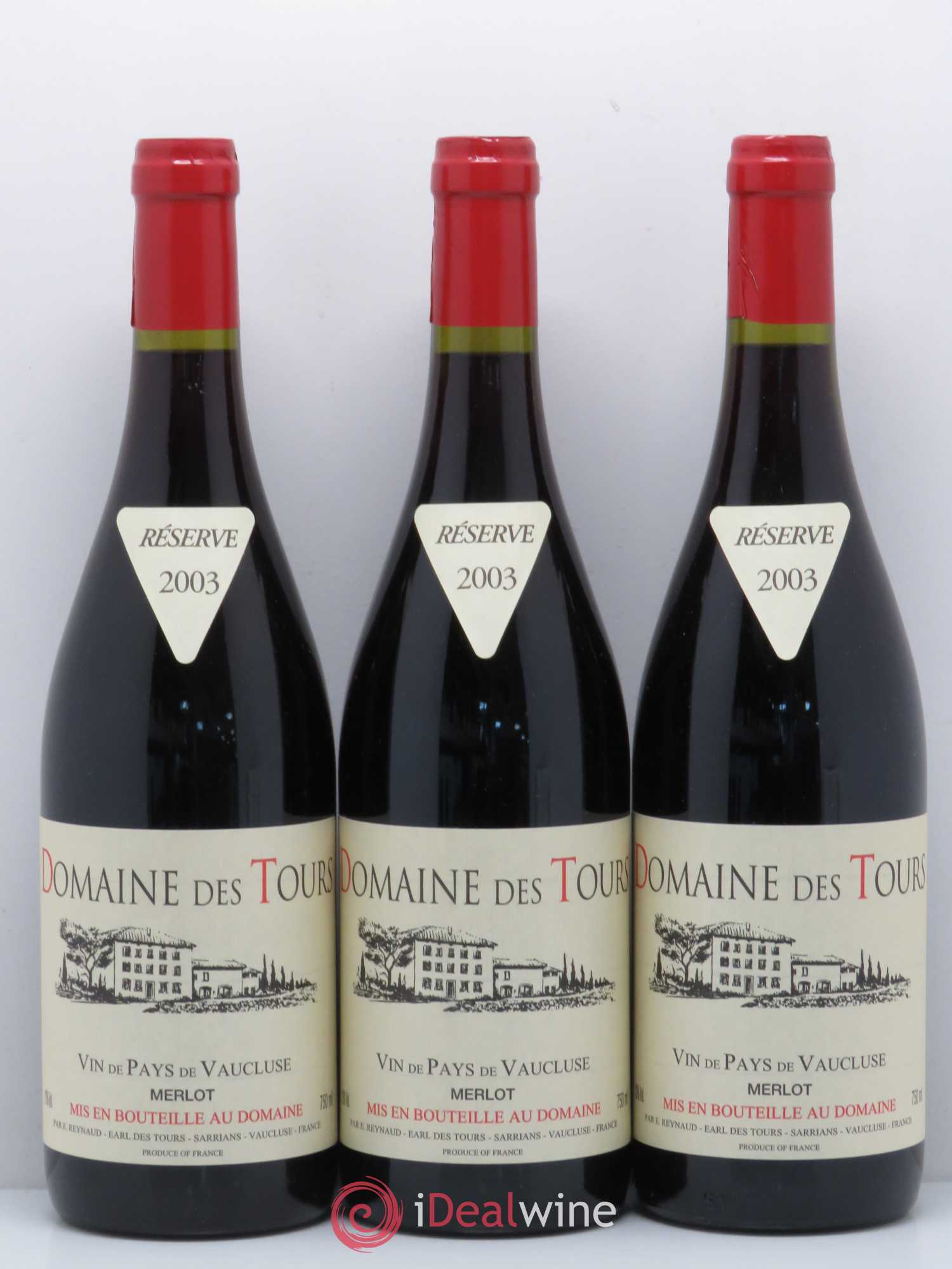 Vaucluse (Vin de Pays de Vaucluse) Domaine des Tours Emmanuel Reynaud Merlot 2003 - Lot de 6 bouteilles - 1