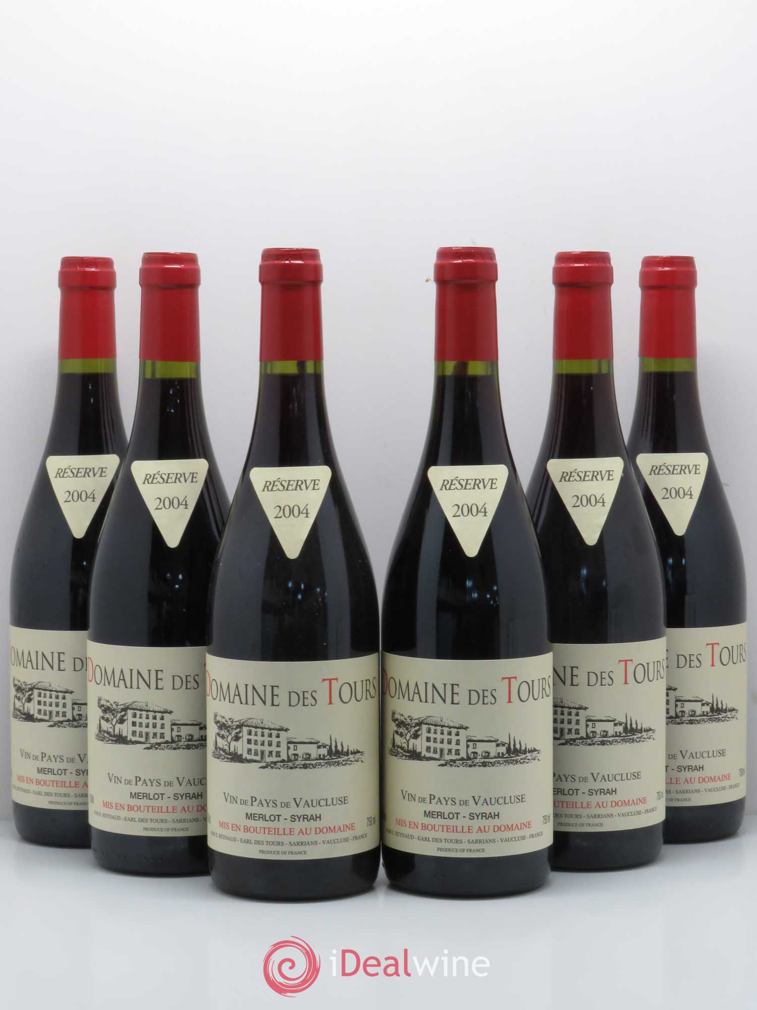 Vaucluse (Vin de Pays de Vaucluse) Domaine des Tours Emmanuel Reynaud Merlot Syrah 2004 - Lot de 6 bouteilles - 0