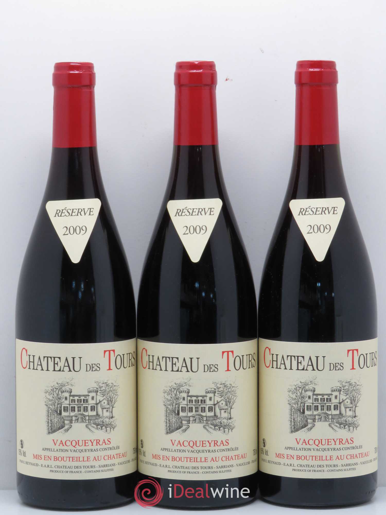 Vacqueyras Château des Tours Emmanuel Reynaud 2009 - Lot de 3 bouteilles - 0