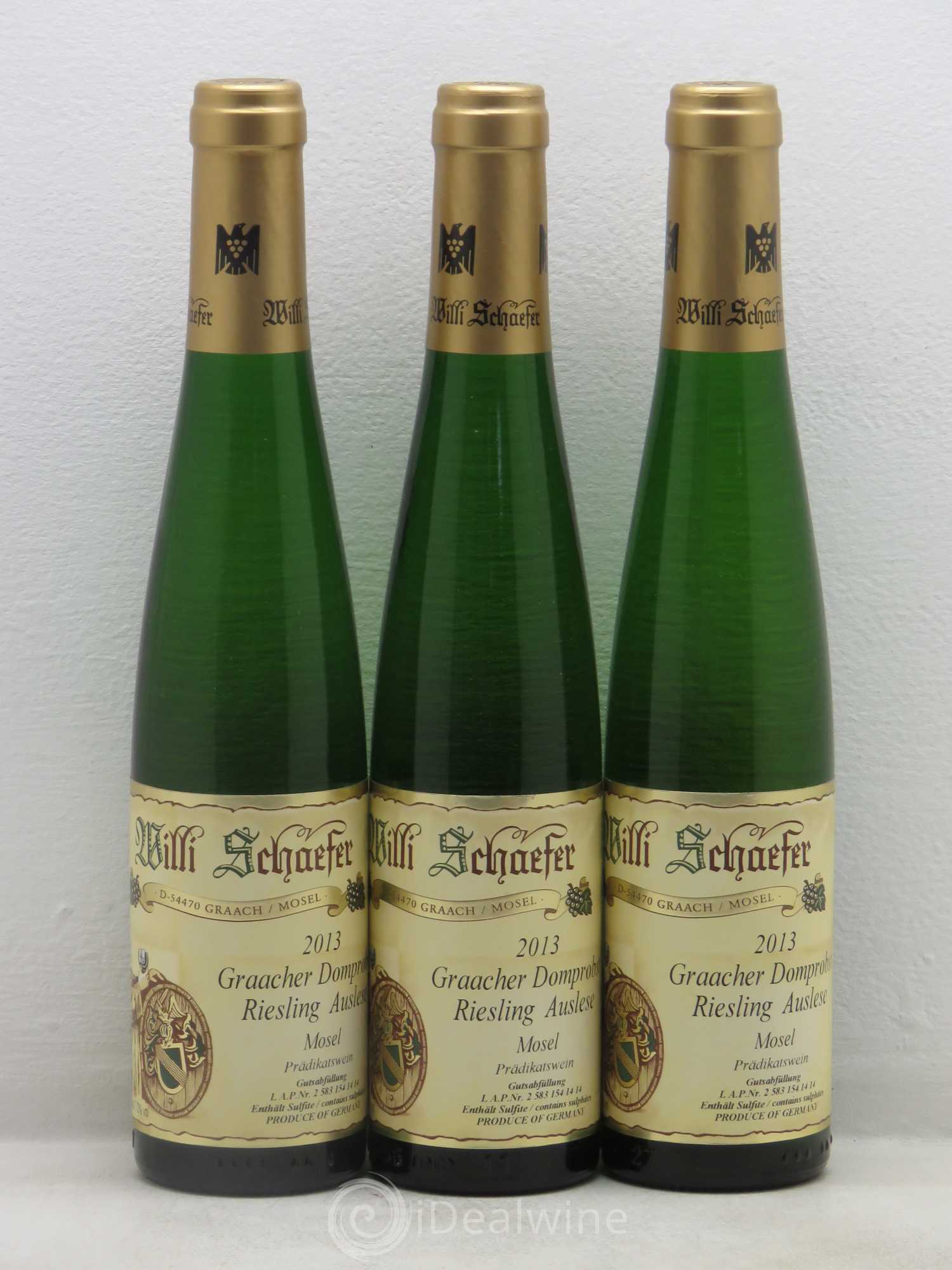 Riesling Willi Schaefer Graacher Domprobst Auslese Goldcapsul 2013 - Posten von 3 Demi-Flaschen - 0