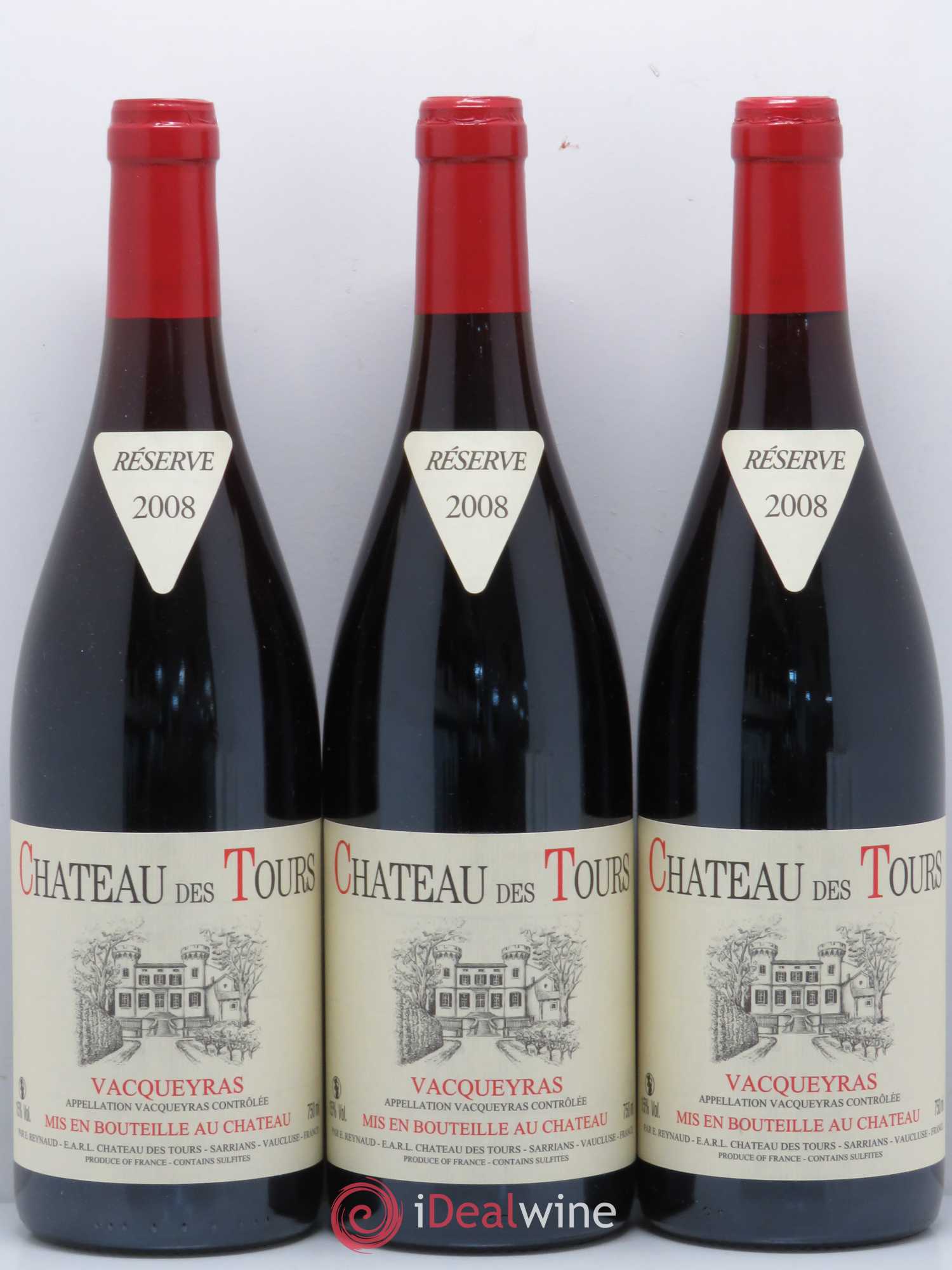 Vacqueyras Château des Tours Emmanuel Reynaud 2008 - Lot de 3 bouteilles - 0