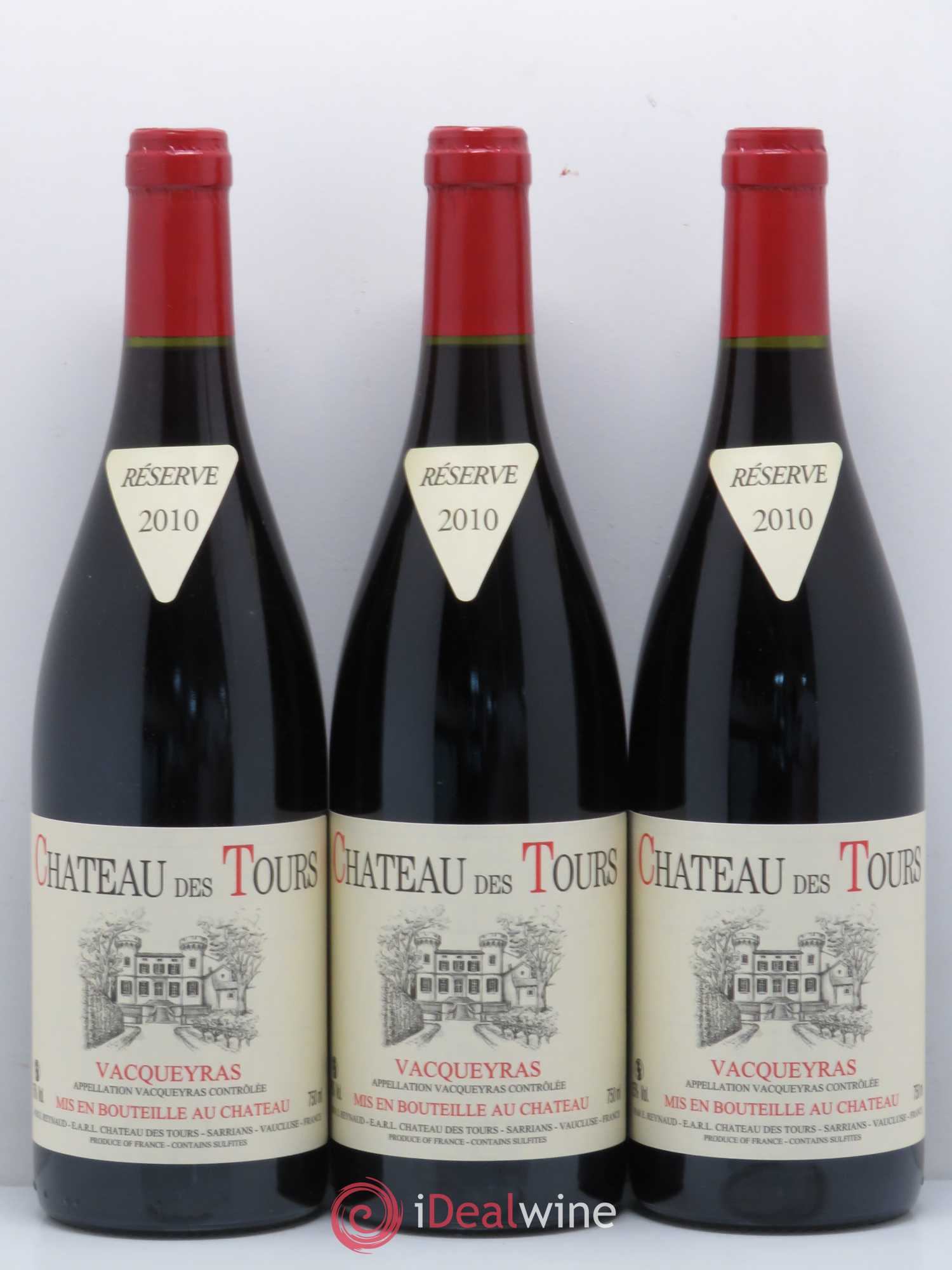 Vacqueyras Château des Tours Emmanuel Reynaud 2010 - Lot de 3 bouteilles - 0